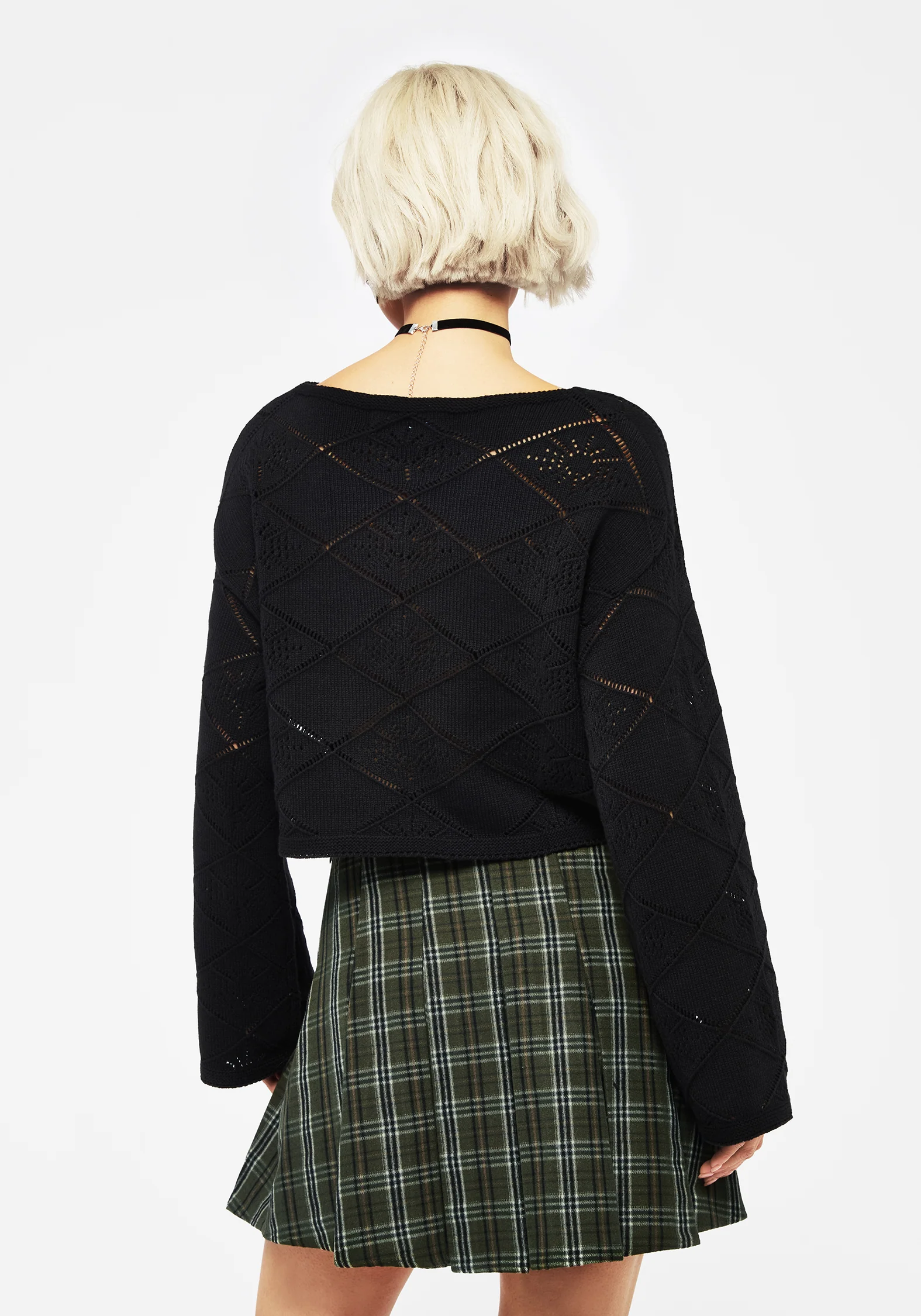 Eliana Celestial Pointelle Knit Crop Sweater - Image 3