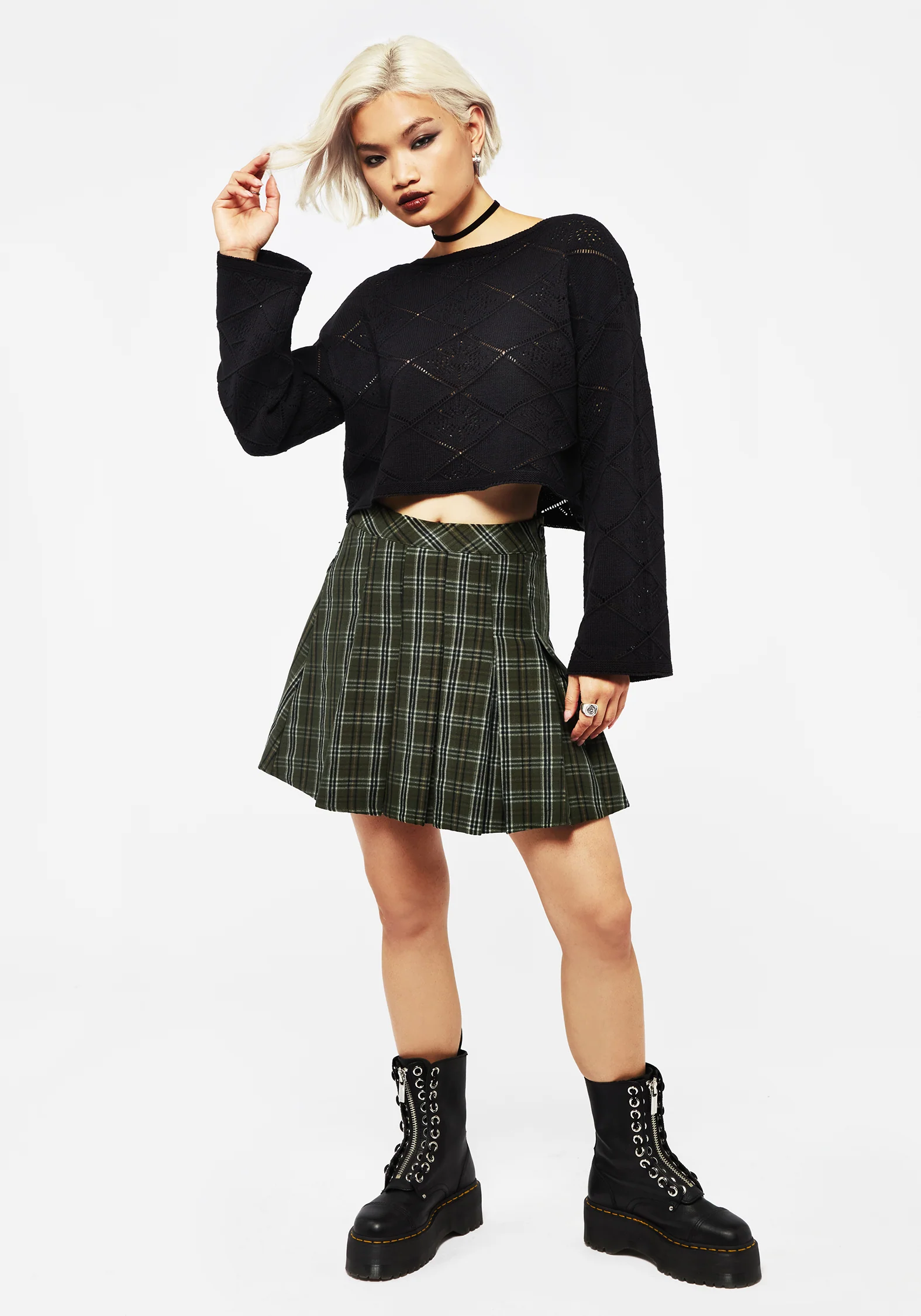 Eliana Celestial Pointelle Knit Crop Sweater - Image 4