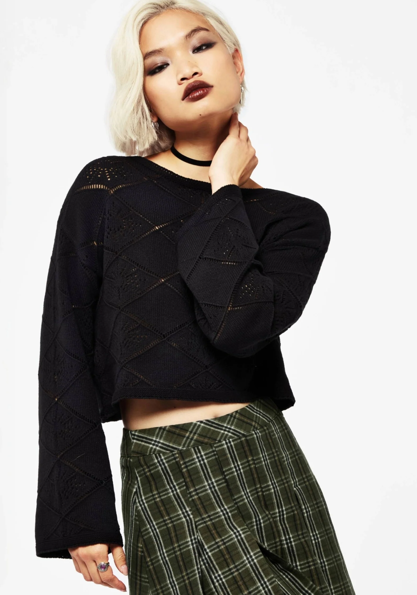 Eliana Celestial Pointelle Knit Crop Sweater - Image 7