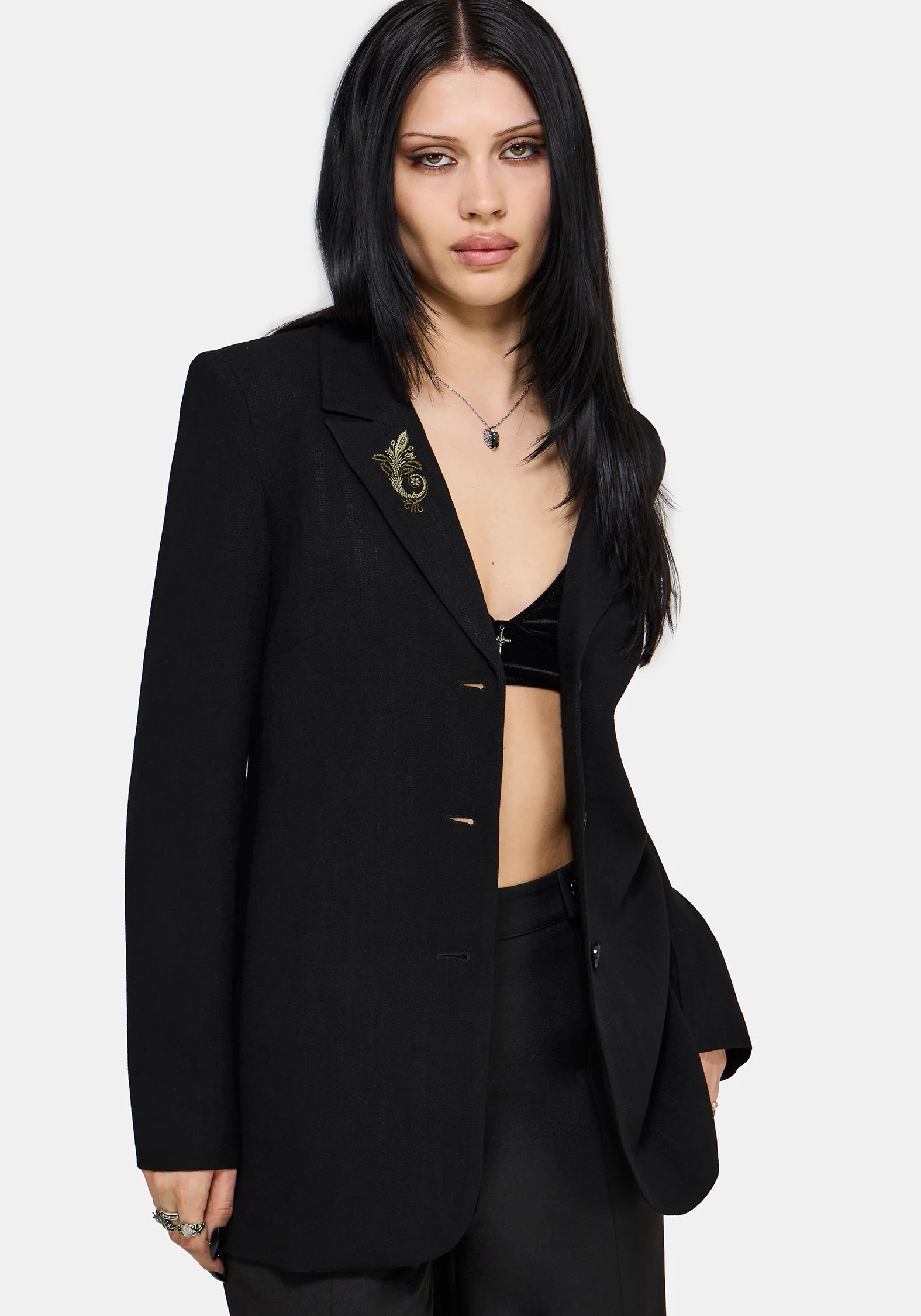Ellis Embroidered Longline Blazer - Image 4