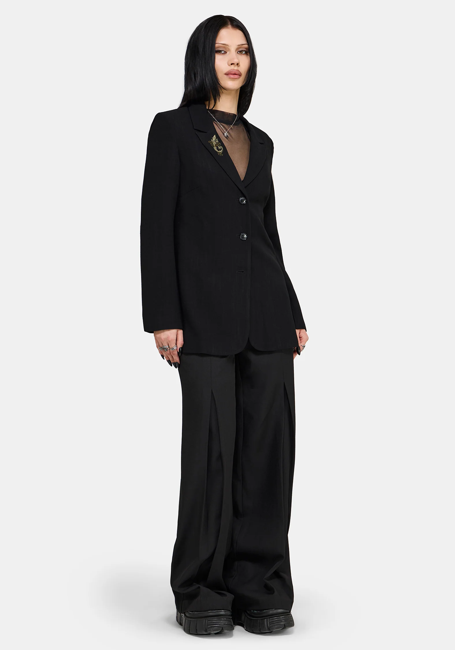 Ellis Embroidered Longline Blazer - Image 6