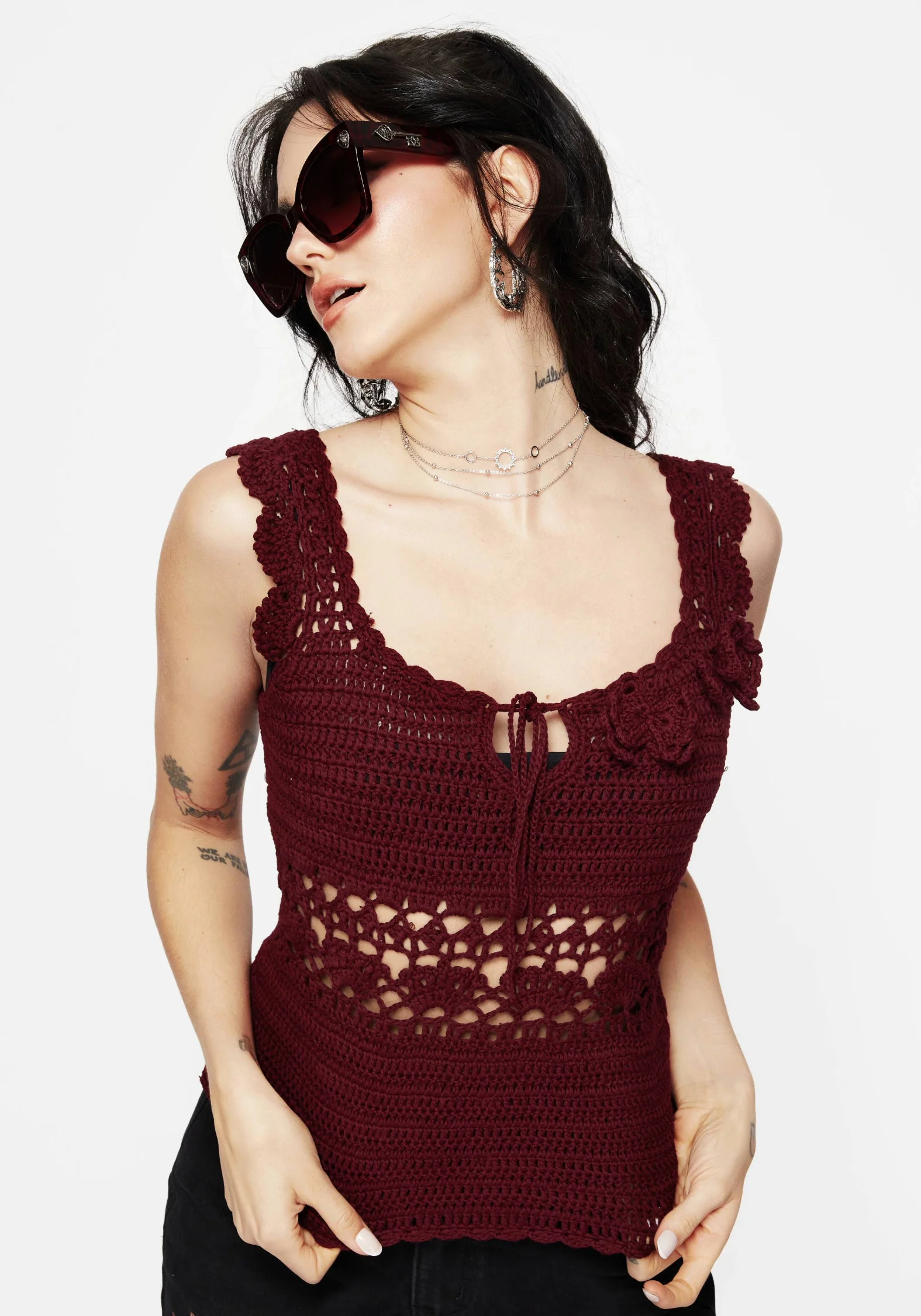 Elnora Moth Hand Crochet Knit Top