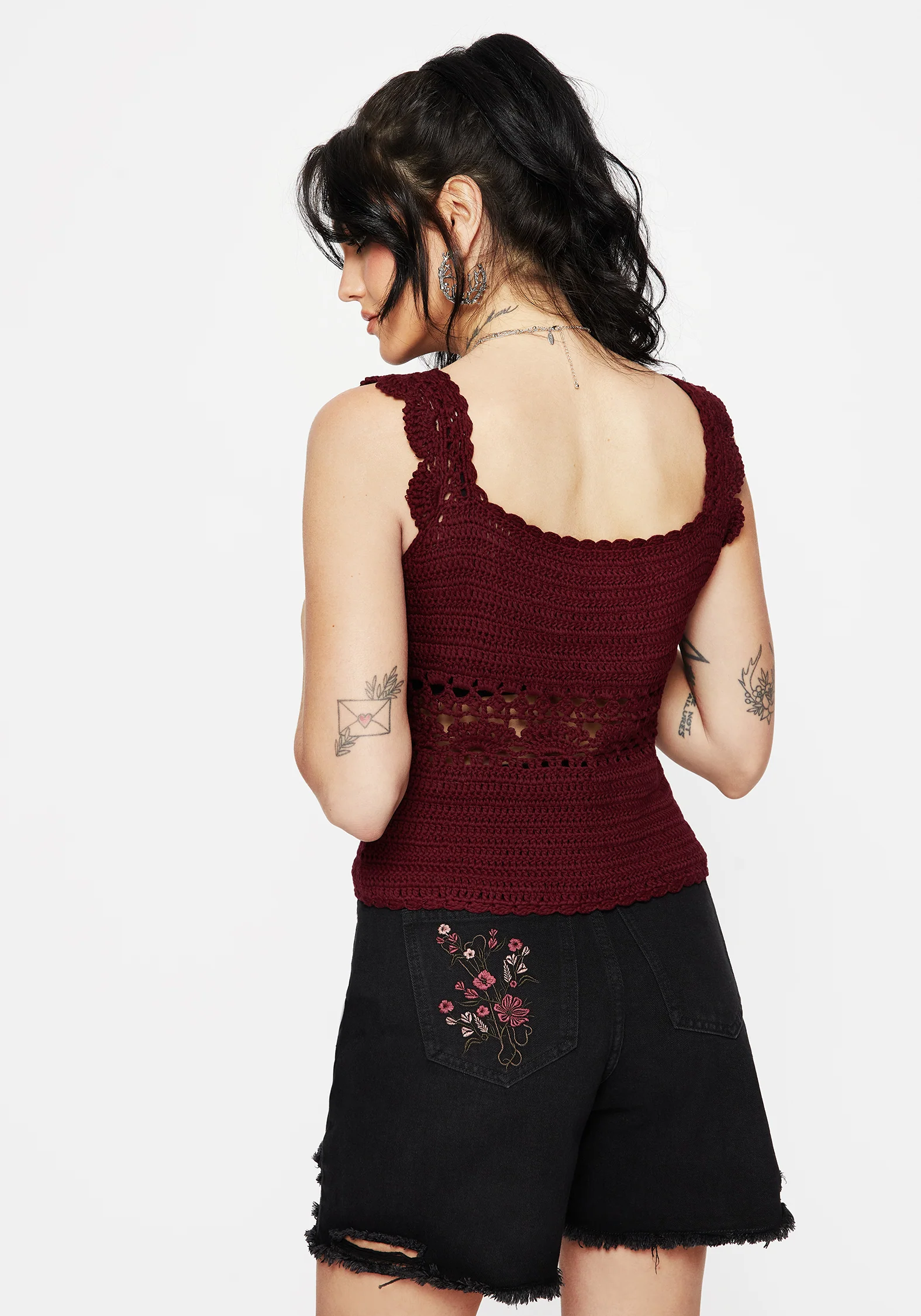 Elnora Moth Hand Crochet Knit Top - Image 3