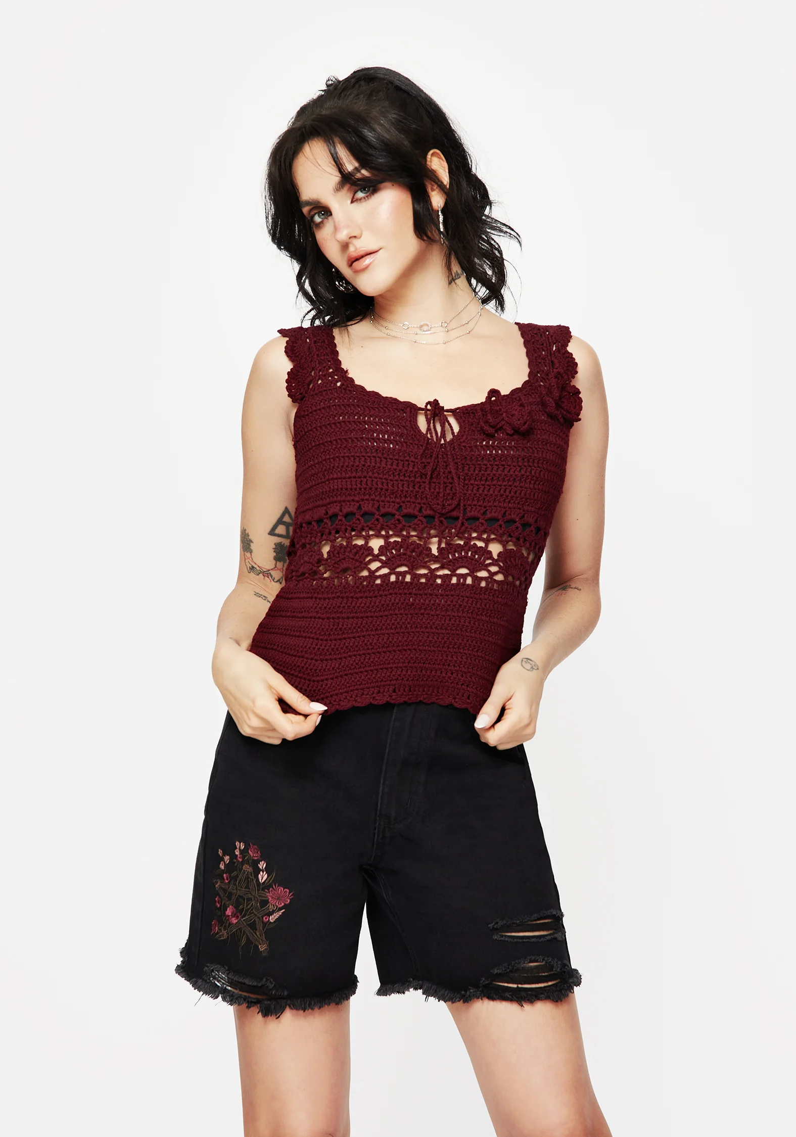 Elnora Moth Hand Crochet Knit Top - Image 4
