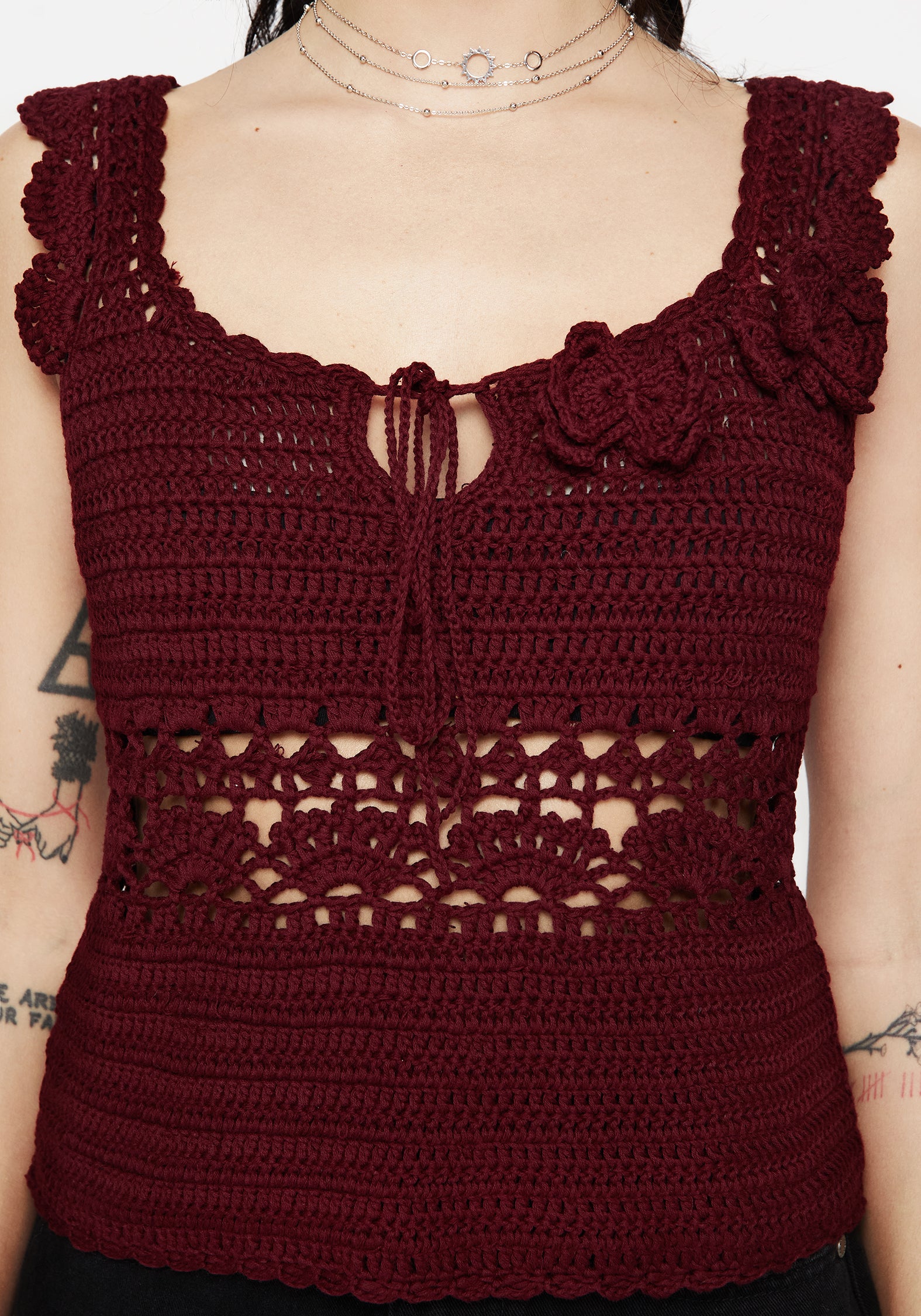 Elnora Moth Hand Crochet Knit Top - Image 5