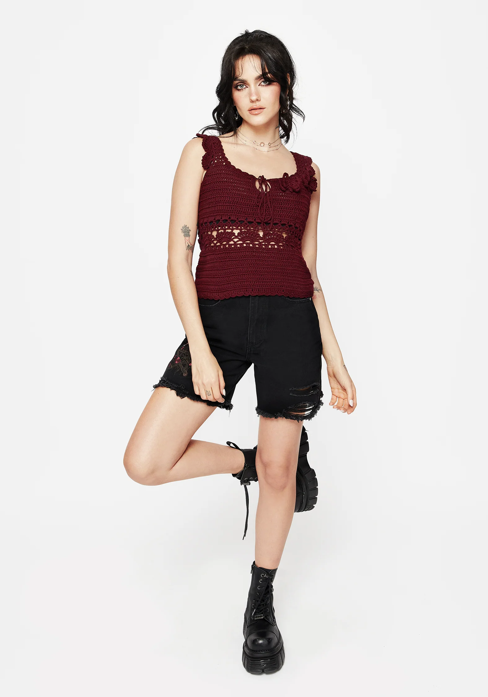Elnora Moth Hand Crochet Knit Top - Image 6
