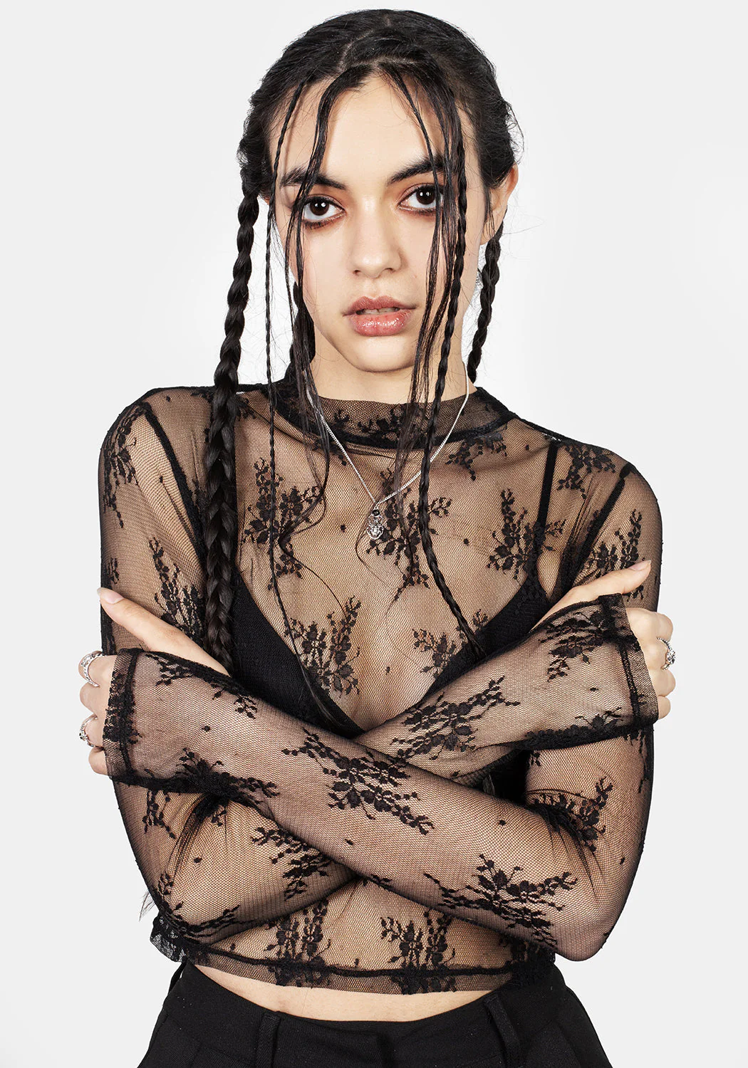 Eternal Lace Crop Long Sleeve Top - Image 6
