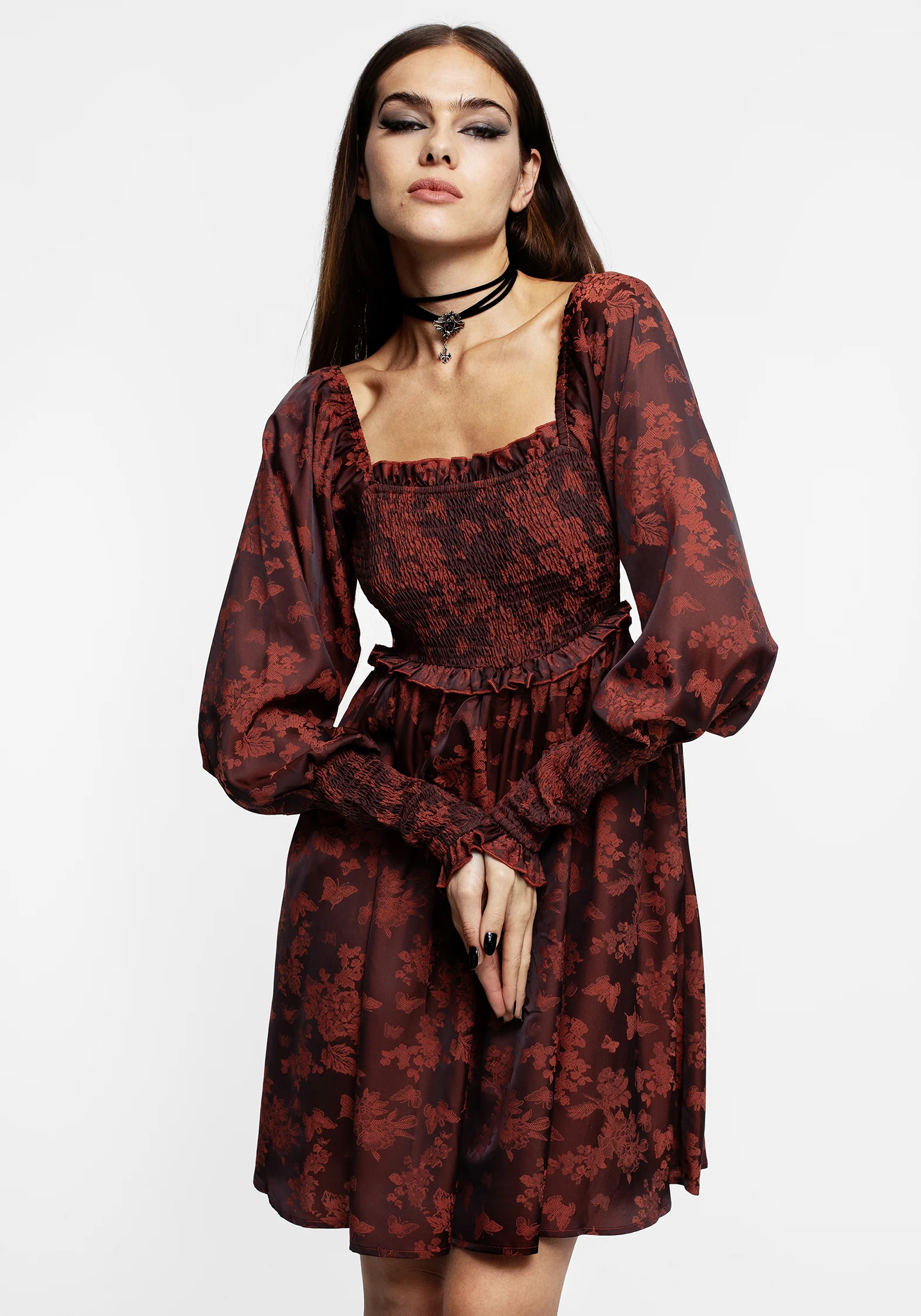 Euthalia Butterfly Jacquard Mini Dress - Image 4