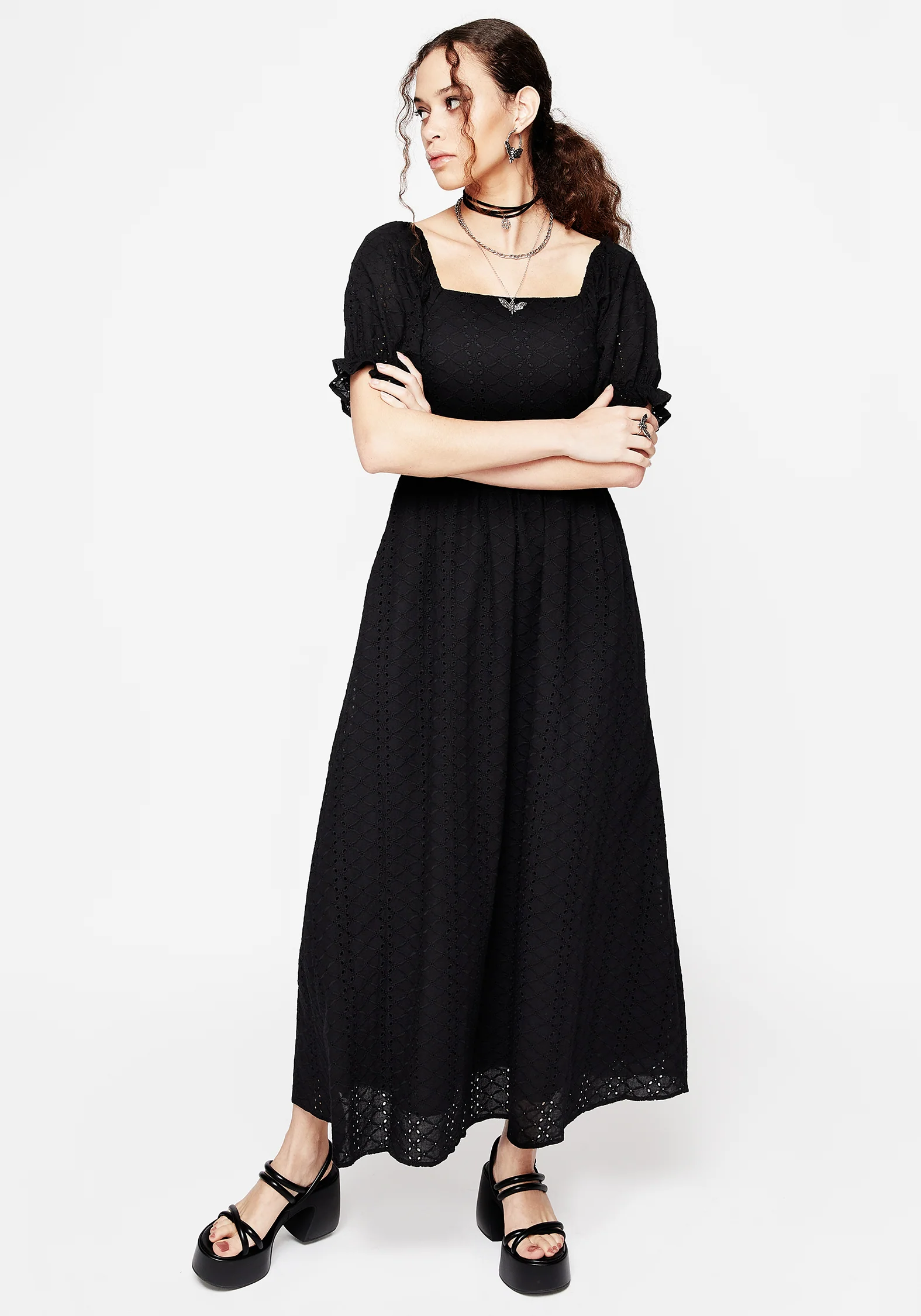 Euthymia Broderie Puff Sleeve Maxi Dress - Image 4