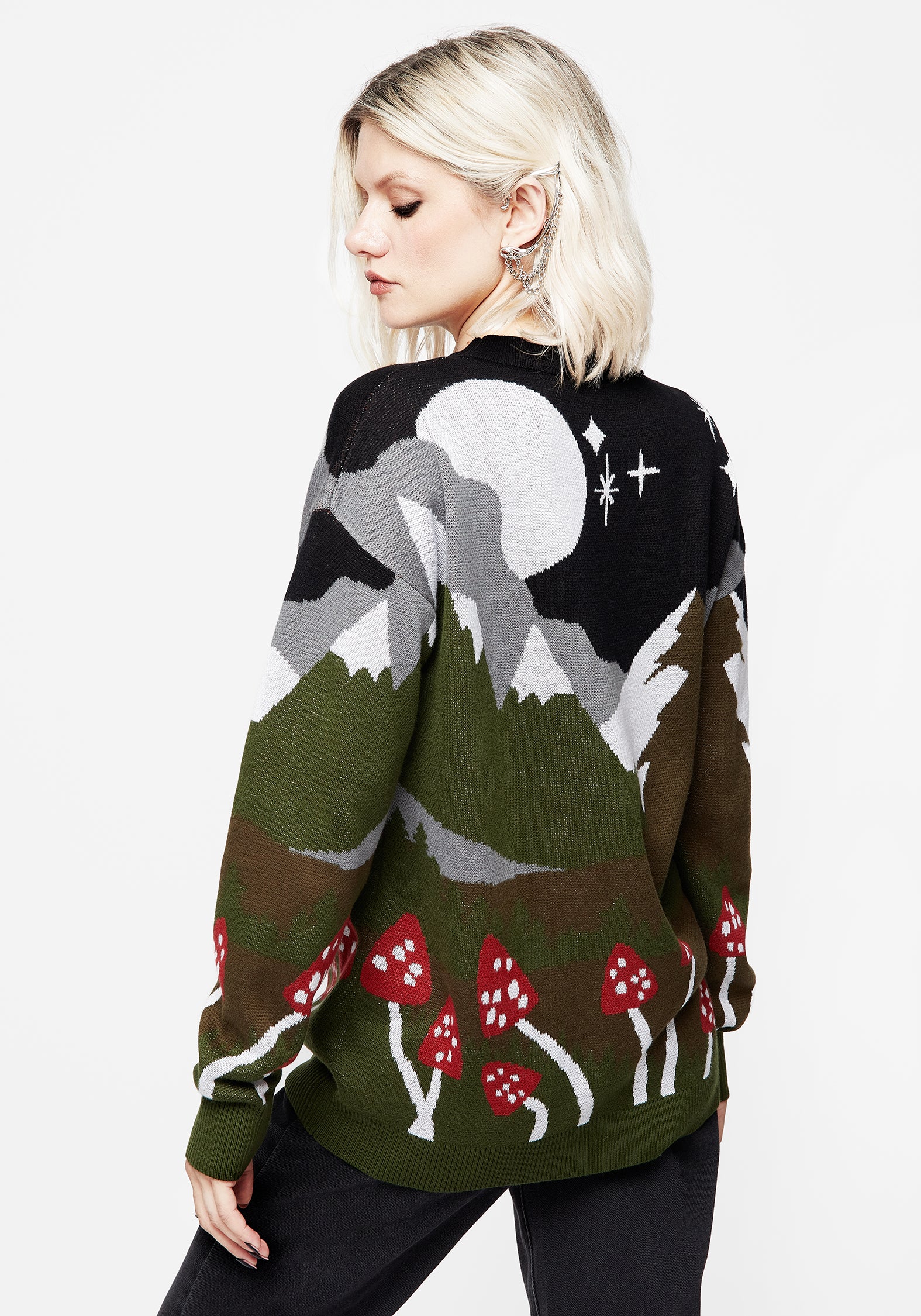 Faraway Mock Neck Knit Sweater - Green - Image 3