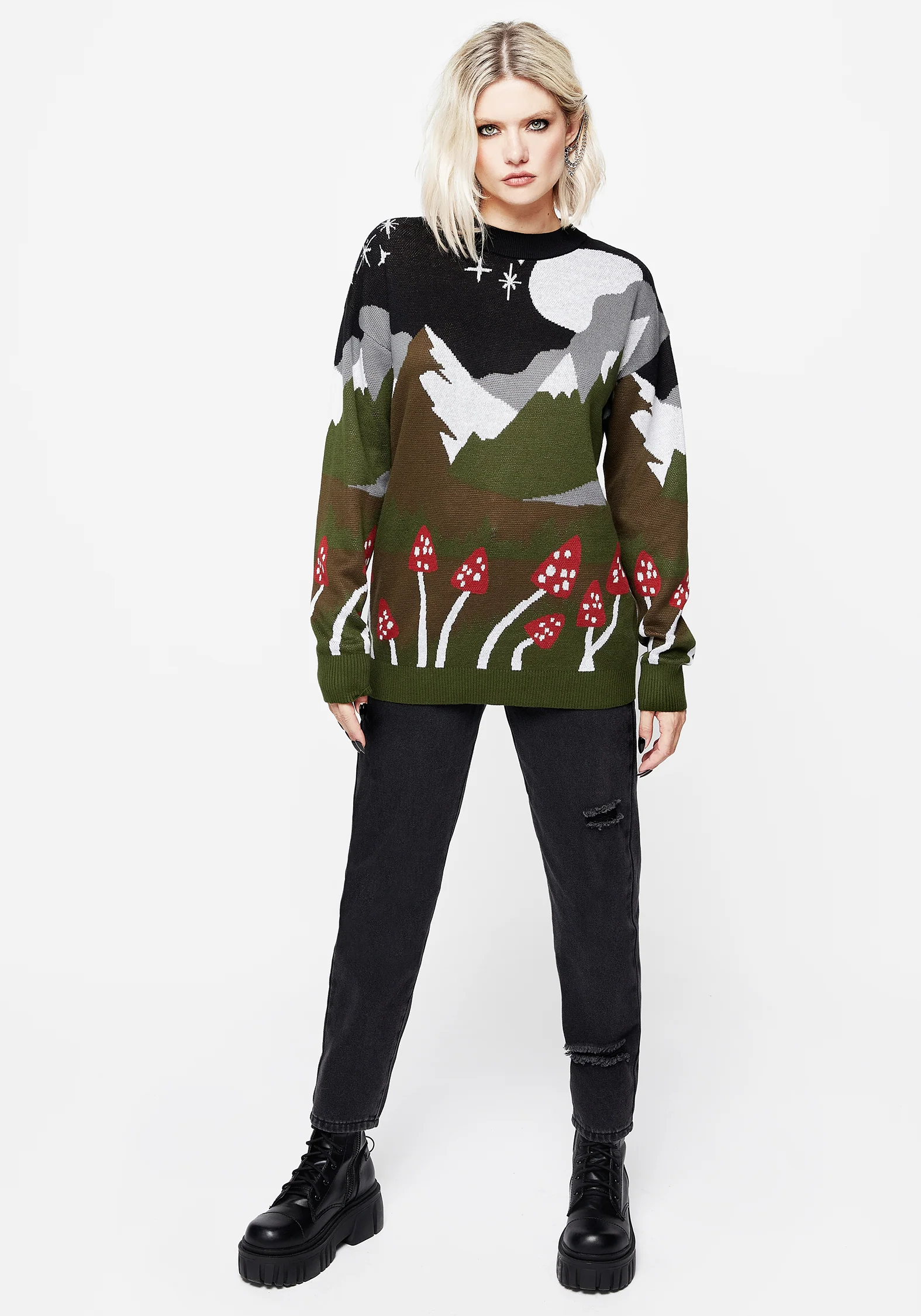 Faraway Mock Neck Knit Sweater - Green - Image 6