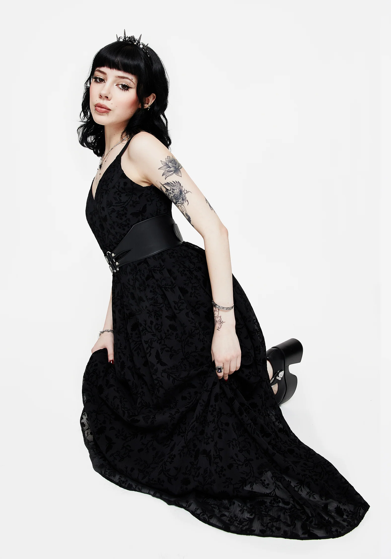 Faustina Flocked Chiffon Maxi Cami Dress - Image 6