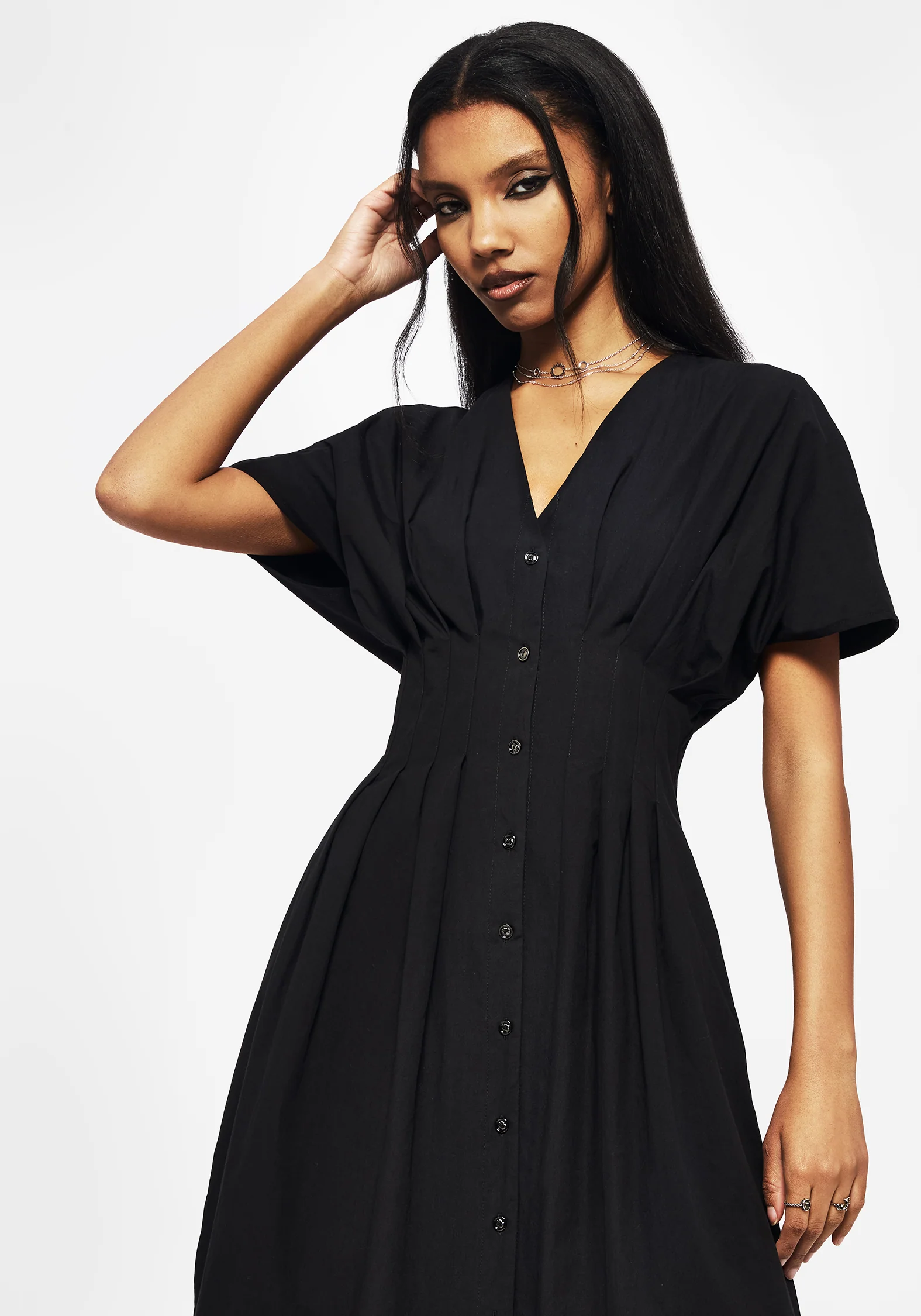 Finis Cotton Button Up Midi Shirt Dress - Image 4