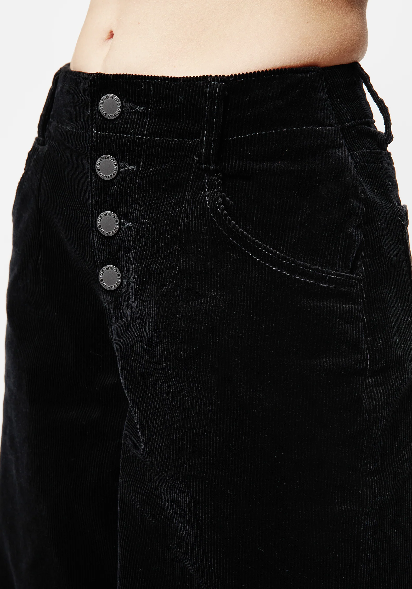 Foster Wide Leg Cord Crop Jeans - Black - Image 2