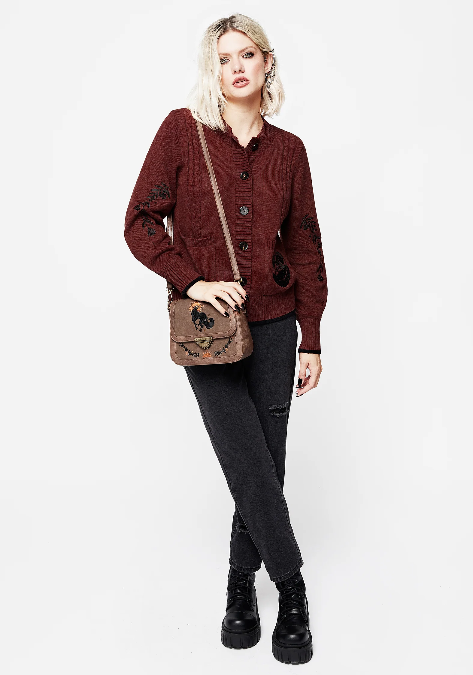 Foxfire Embroidered Cable Knit Cardigan - Image 5