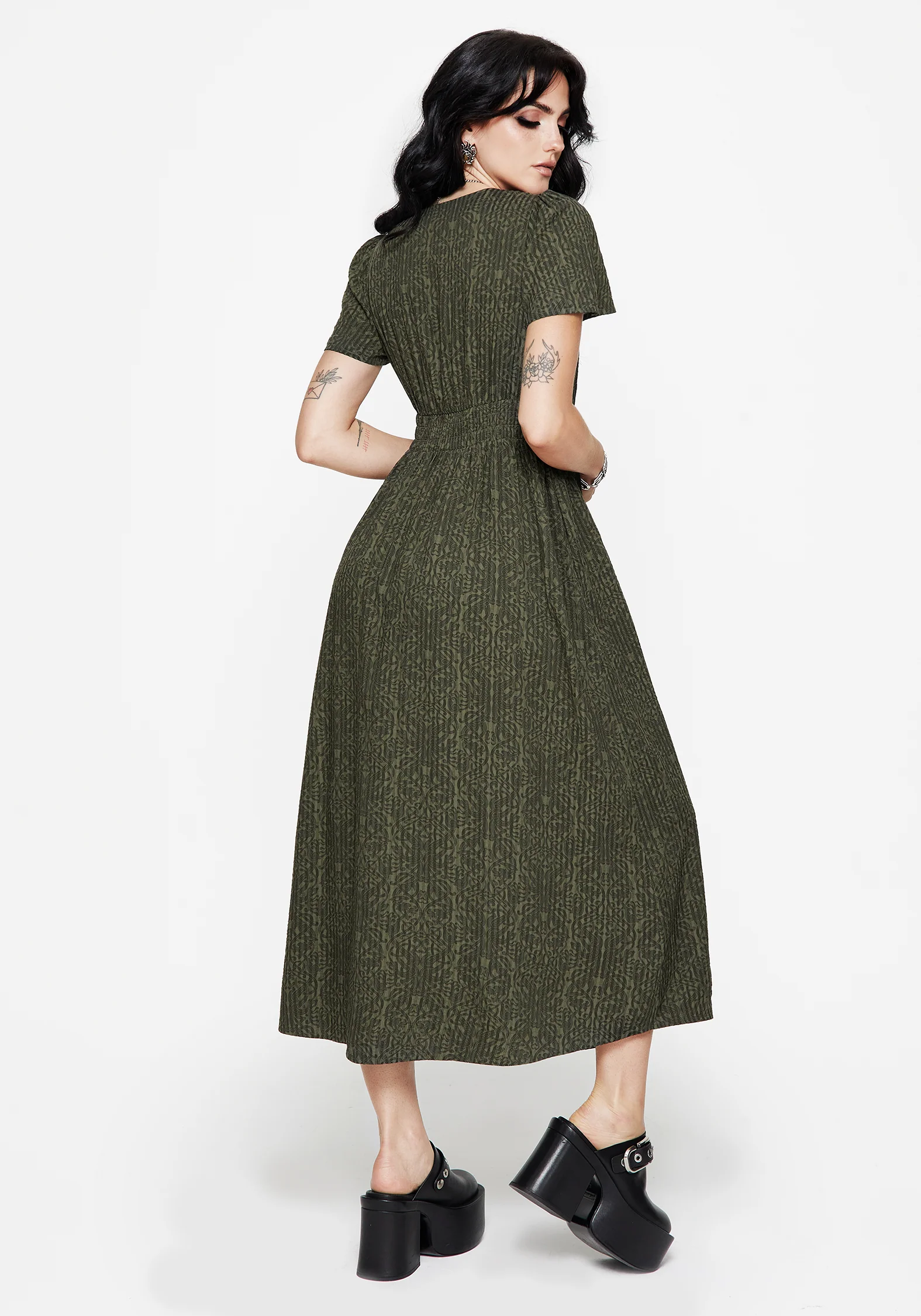Francesca Dragon Printed Wrap Over Midaxi Dress - Image 3