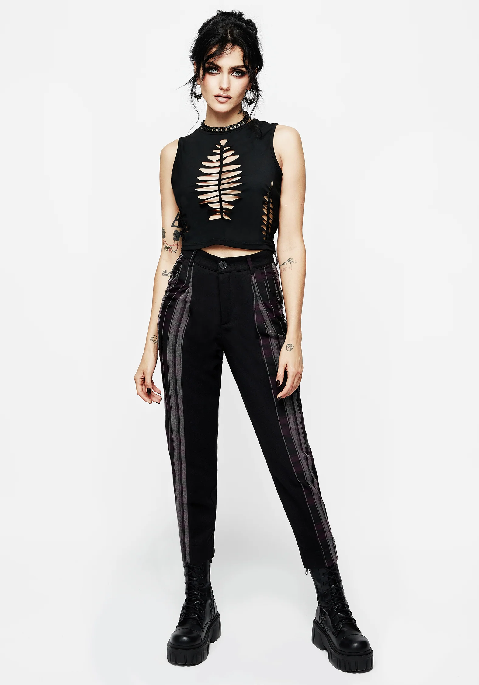 Gambit Spliced Check Tapered Trousers - Image 5