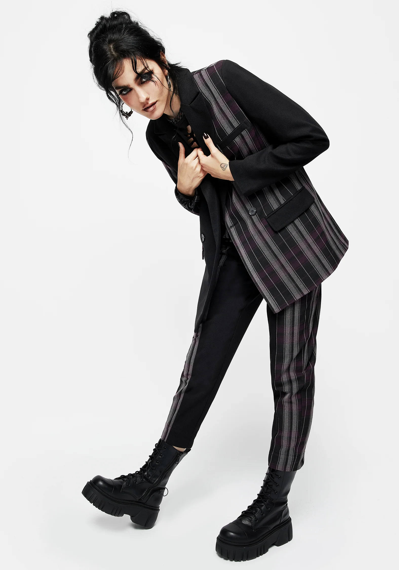 Gambit Spliced Check Tapered Trousers - Image 6