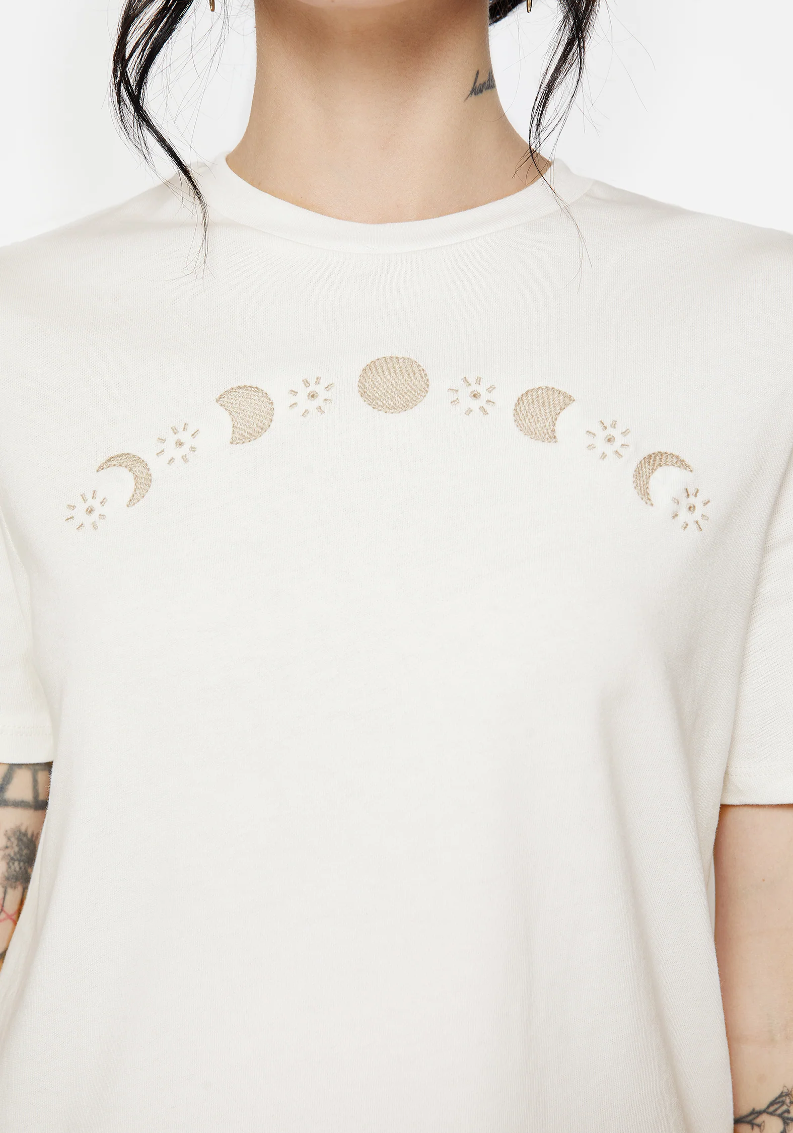 Griffinfly Cotton Embroidered Jersey Cropped T-Shirt - Image 4