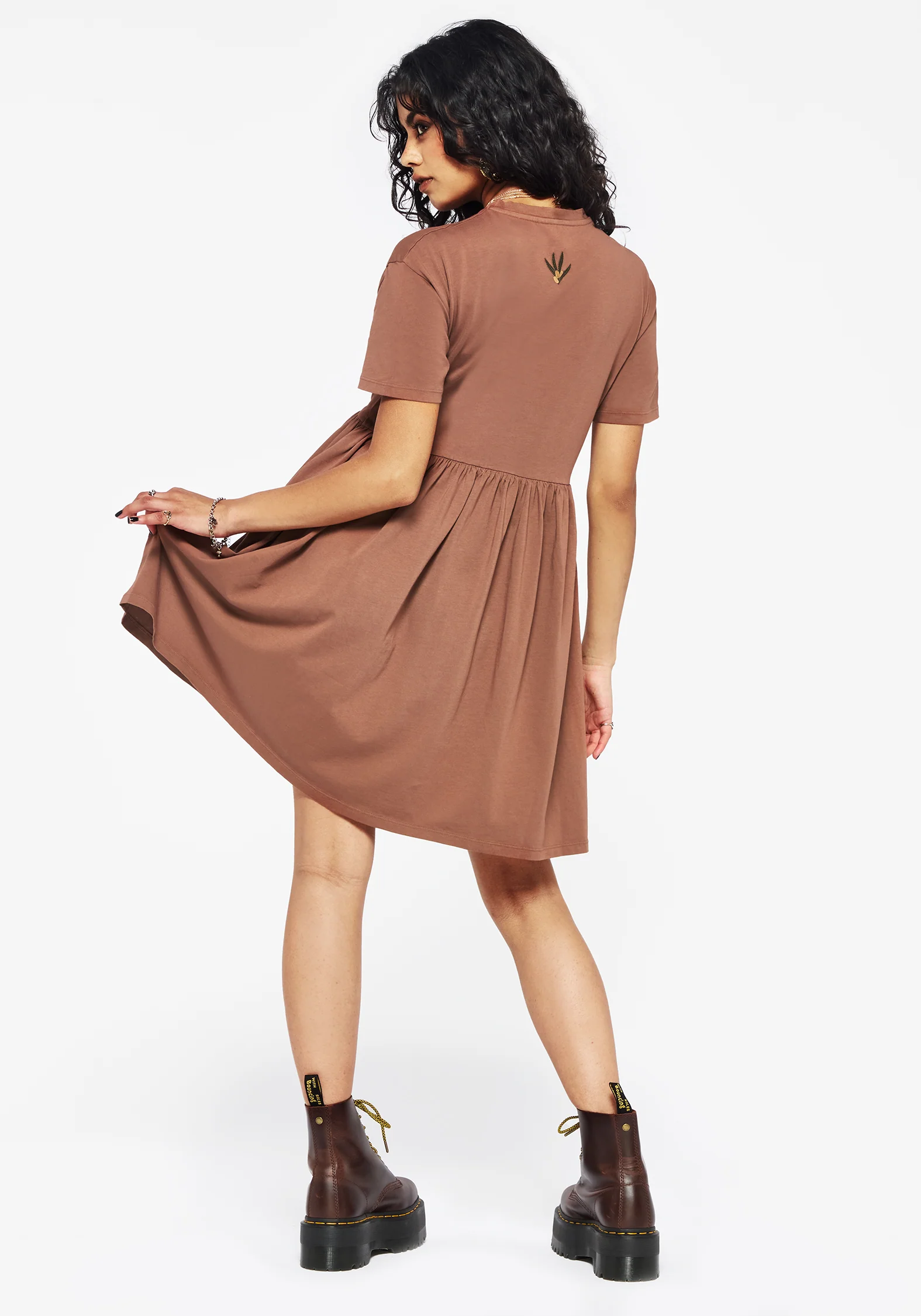 Griffinfly Cotton Embroidered Jersey Mini Skater Dress - Image 3
