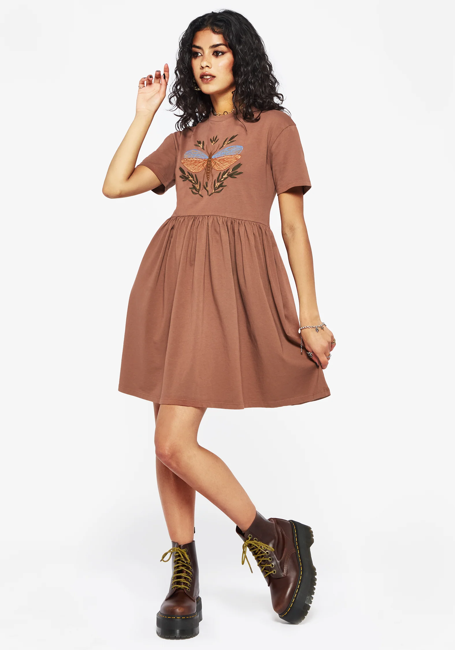 Griffinfly Cotton Embroidered Jersey Mini Skater Dress - Image 7