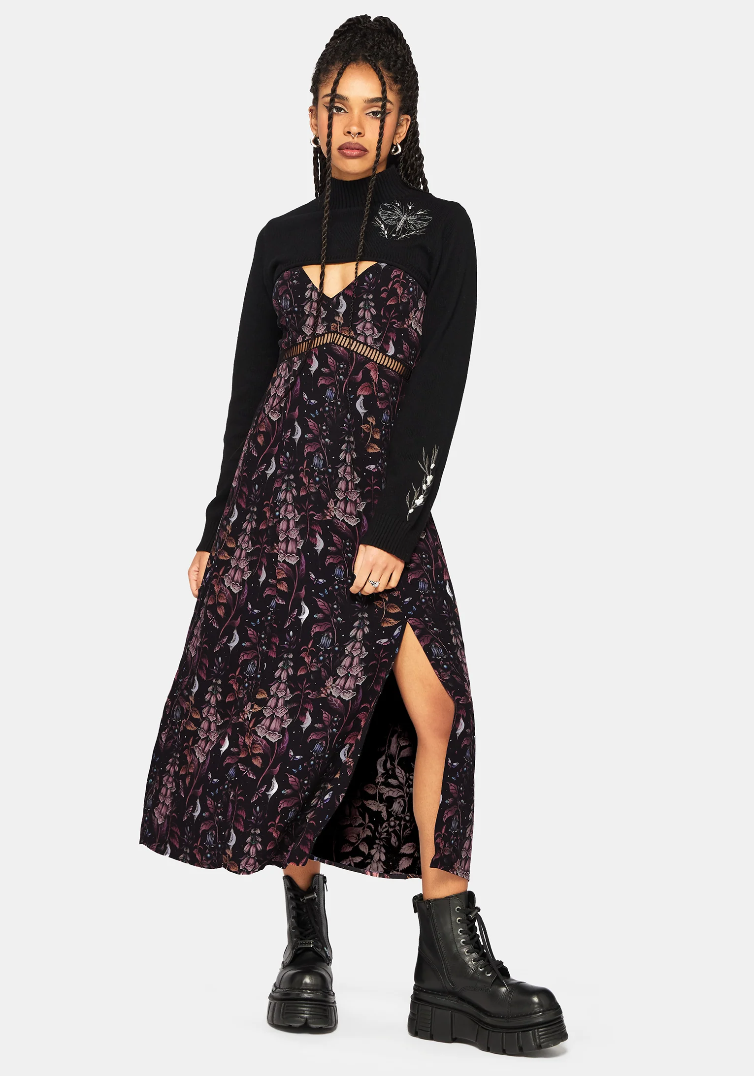 Griffinfly Embroidered Extreme Crop Knit Sweater - Image 5