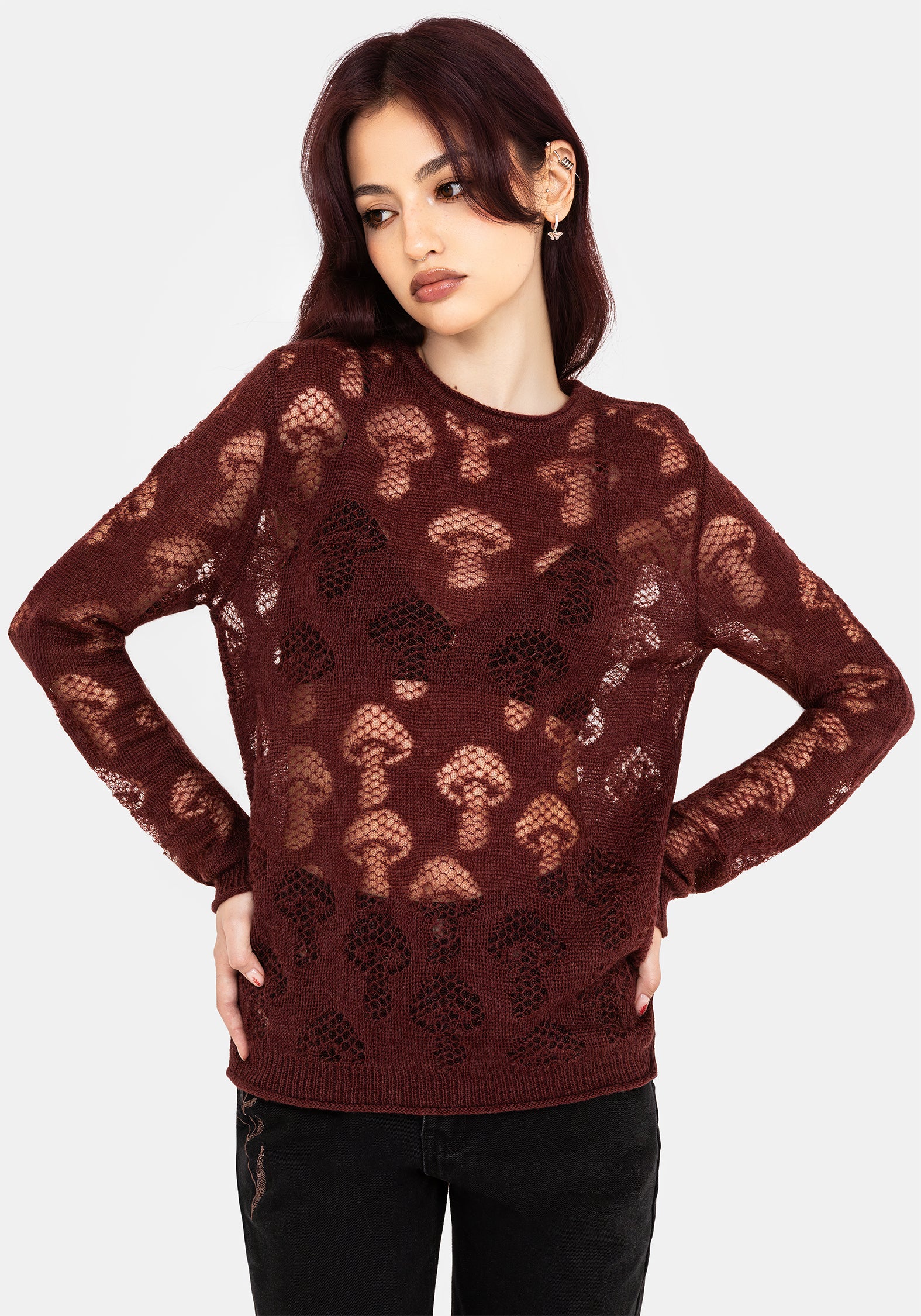 Harriet Lurex Mushroom Detail Knit Sweater - Image 4