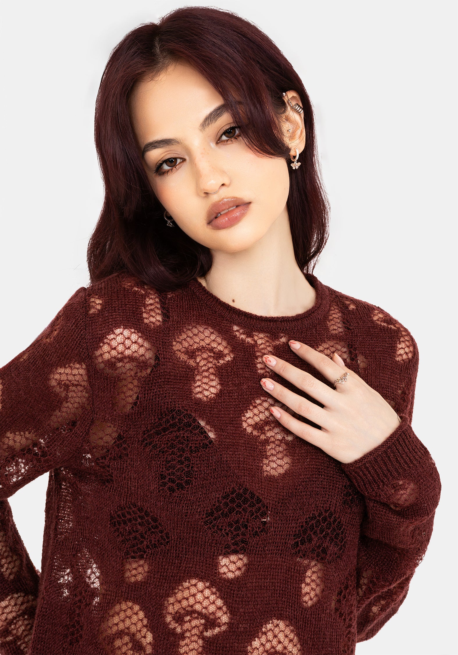 Harriet Lurex Mushroom Detail Knit Sweater - Image 5