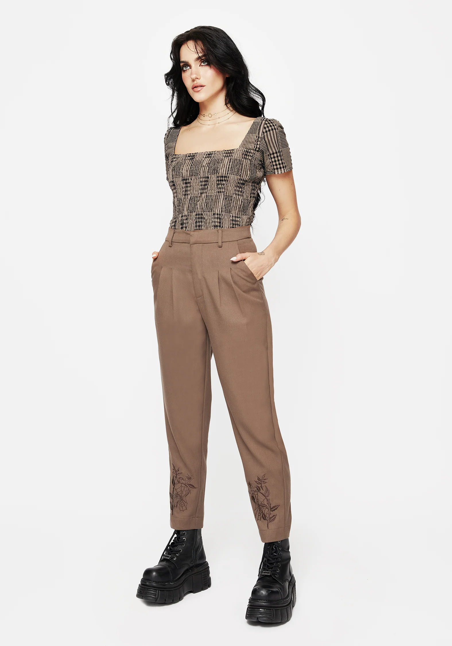 Hazel Embroidered Slim Tailored Trousers - Image 6