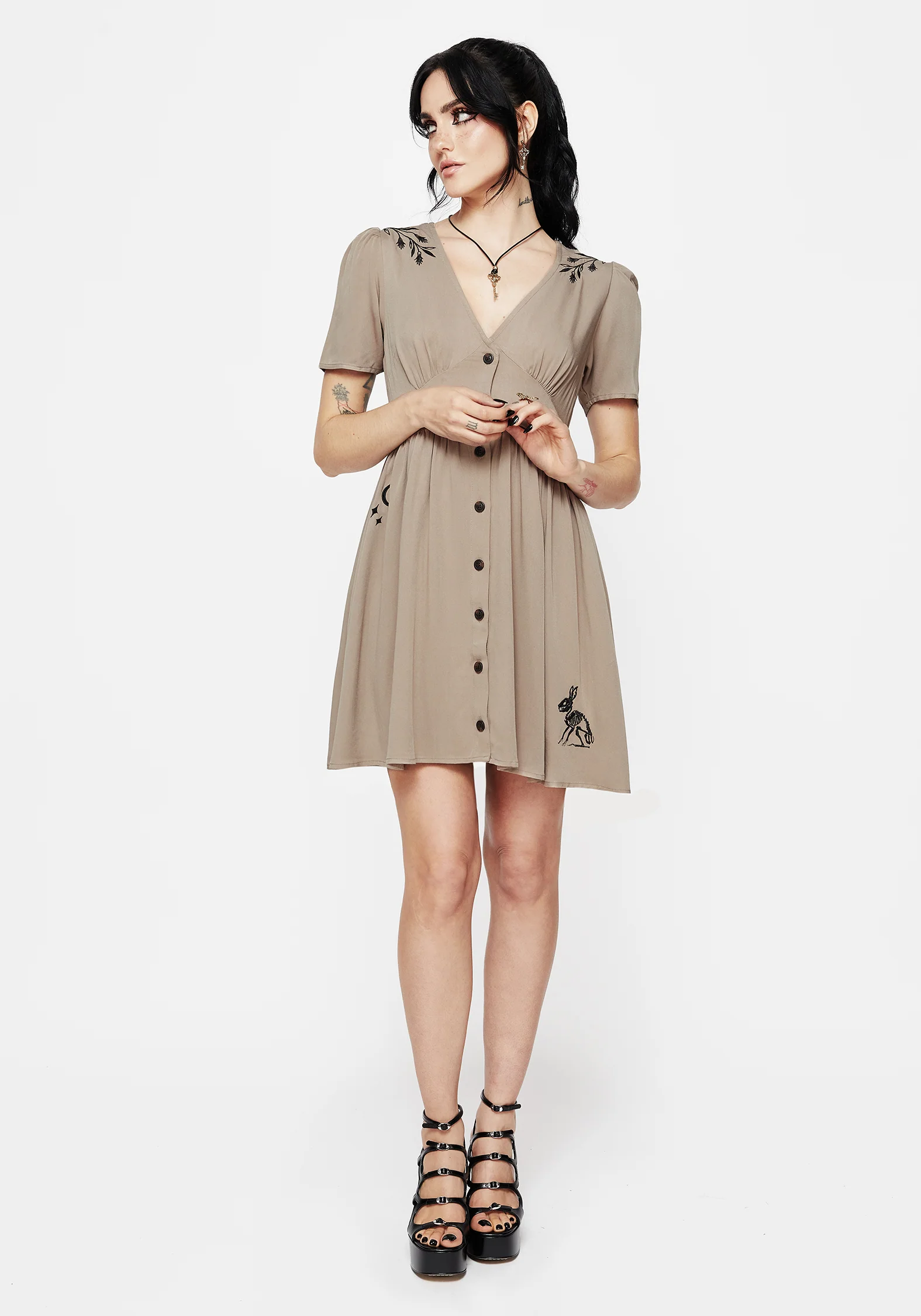 Hester Embroidered Button Up Mini Dress - Image 4