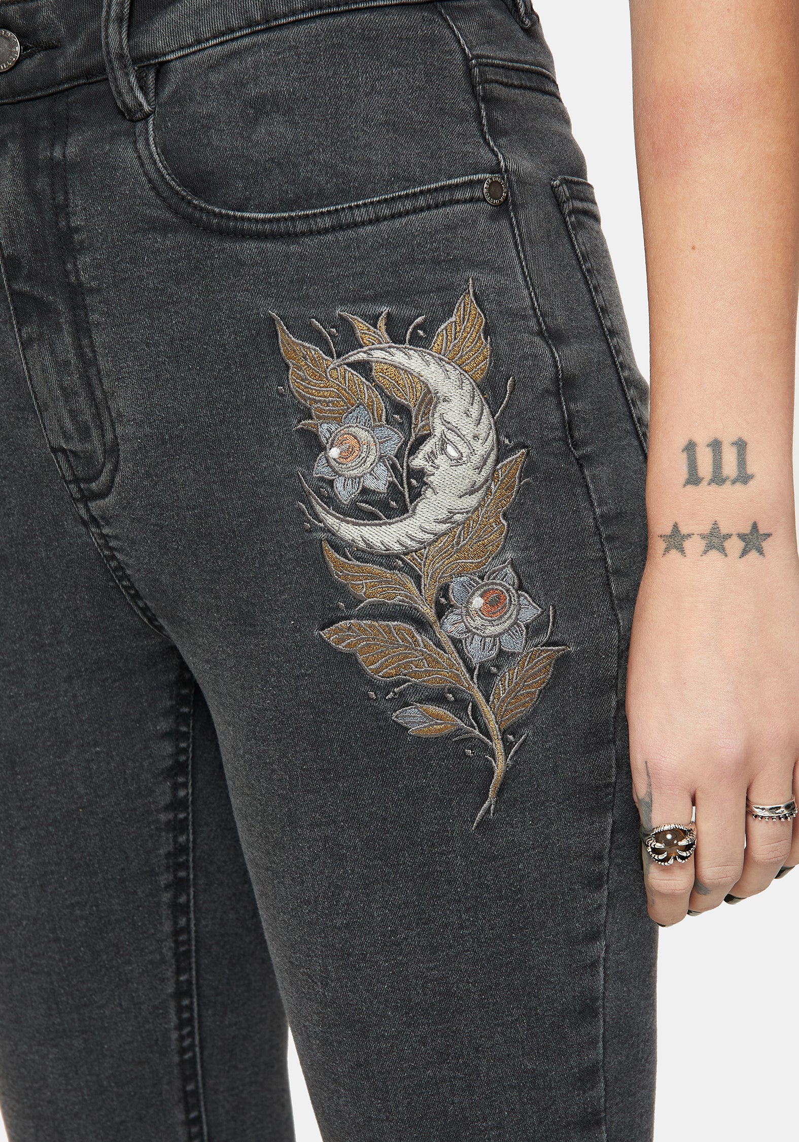 Hexborn Baba Yaga Embroidered Denim Skinny Jean - Image 2