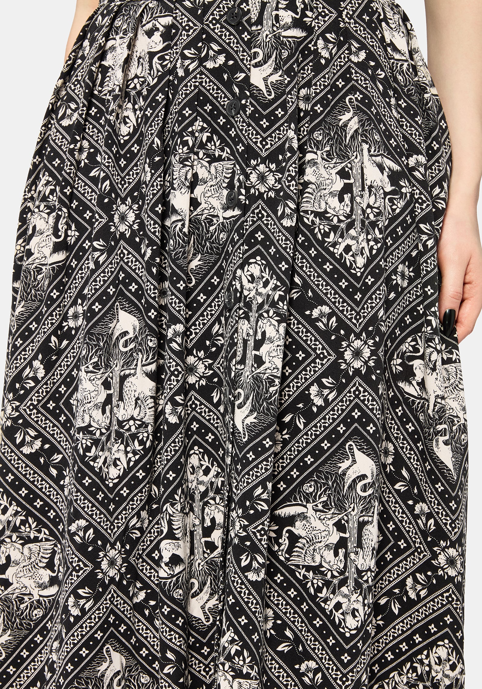 Hexweave Print Button Down Pleated Midi Skirt - Image 7