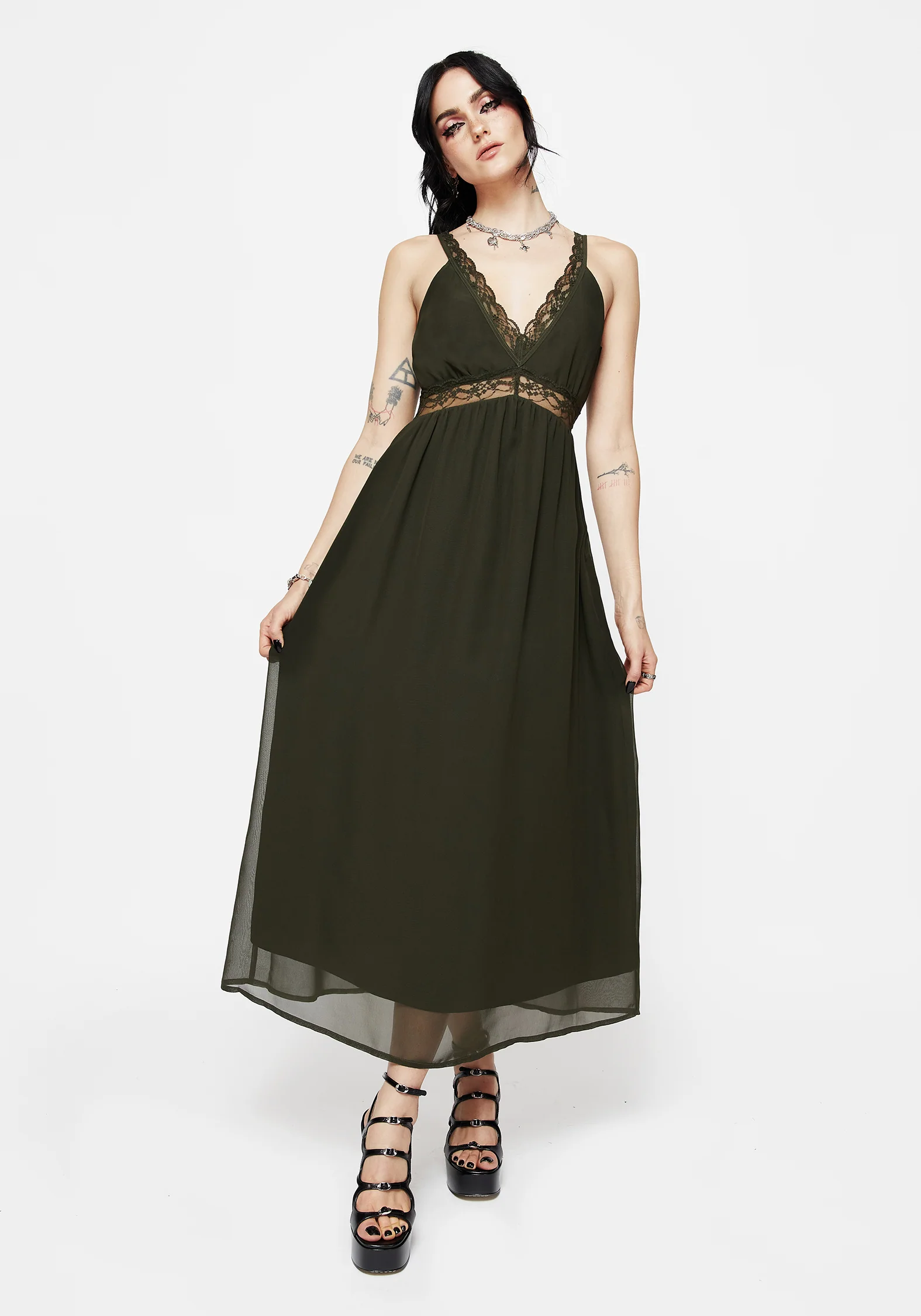 Idalia Lace Insert Cami Midi Dress