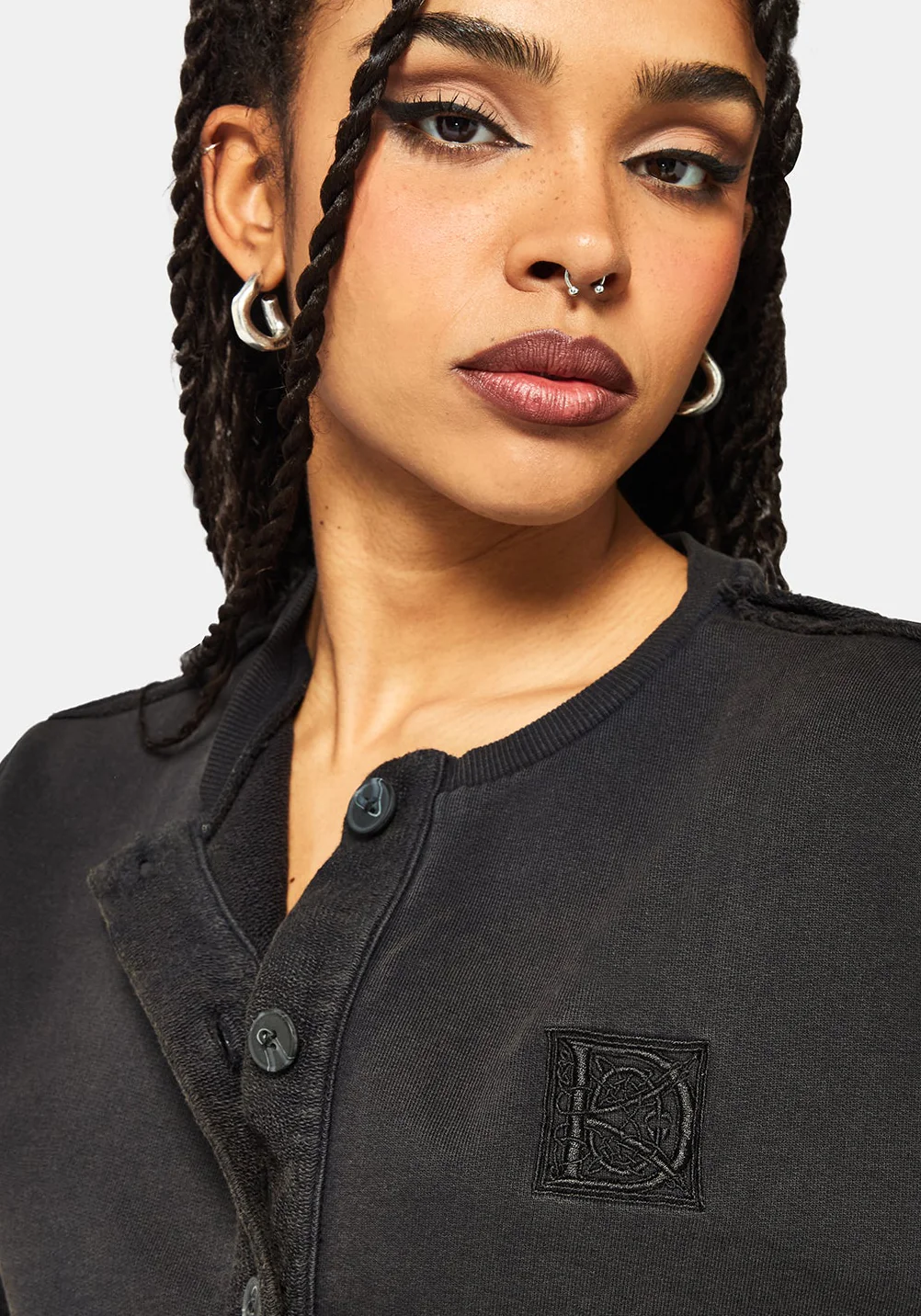 Irla Embroidered Short Sleeve Button Down Sweat - Image 2