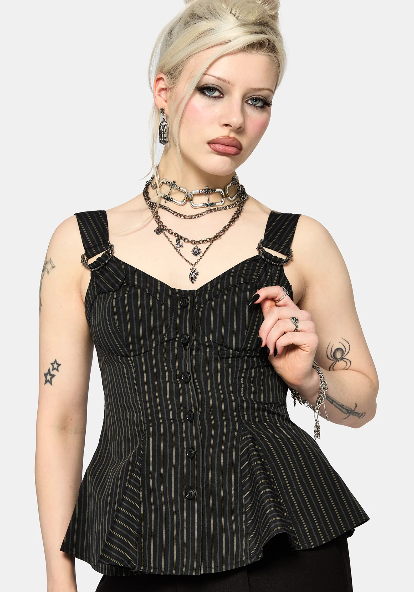 Jenna Stripe D-Ring Buckle Cami Top