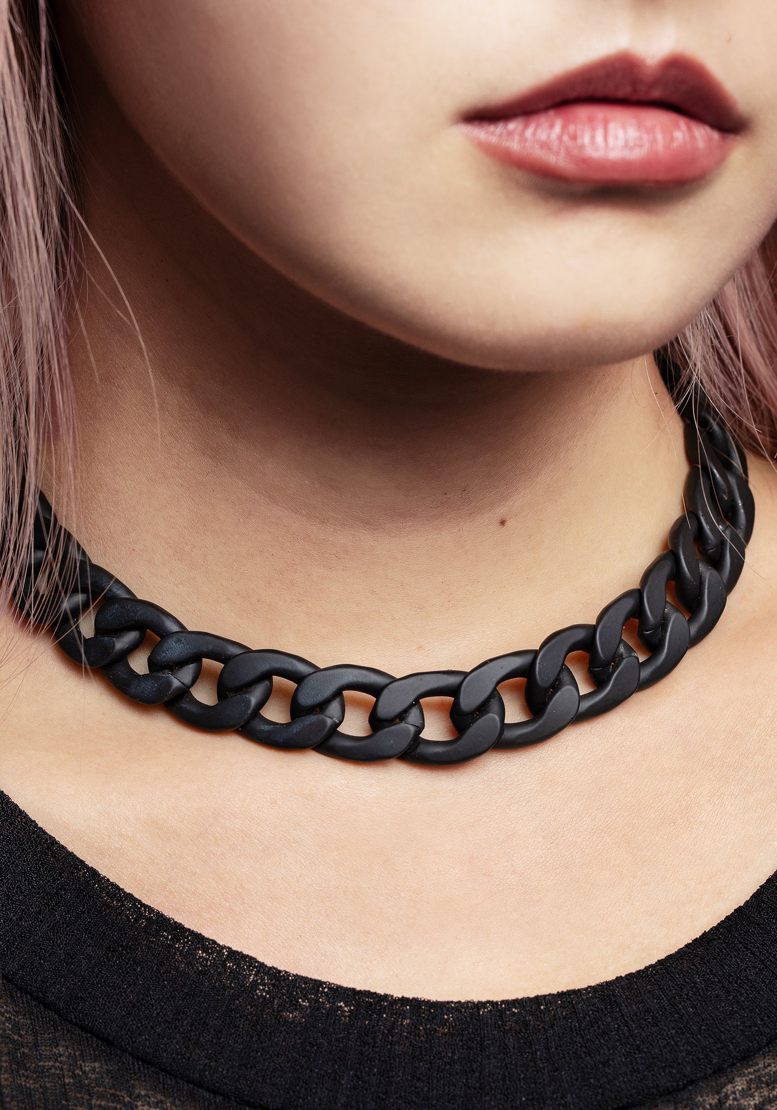 Jet Chunky Rope Chain Choker Necklace - Image 5