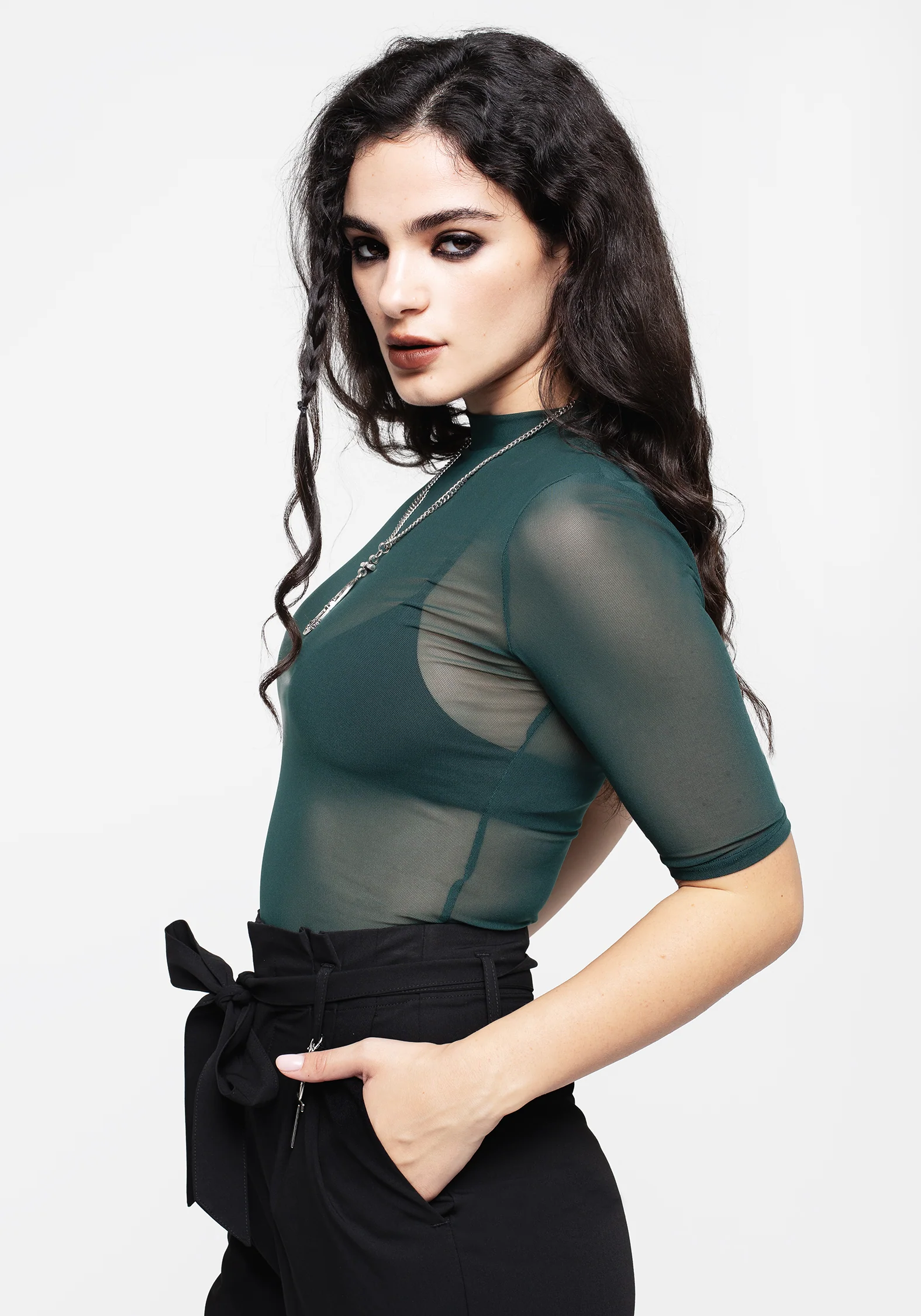 Jinx Mesh Short Sleeve Top - Green - Image 8