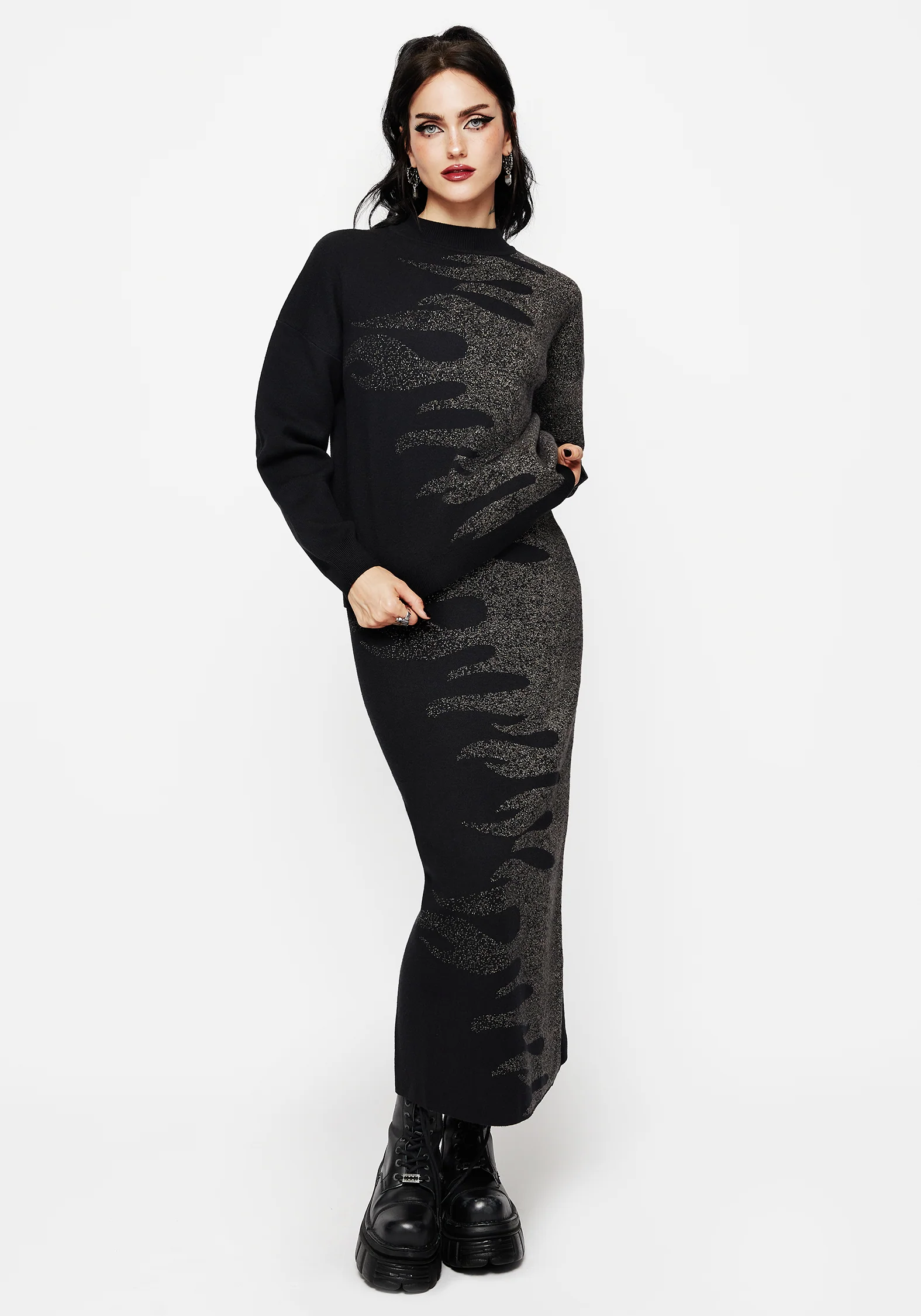 Kenna Flame Lurex Knit Maxi Skirt - Image 8