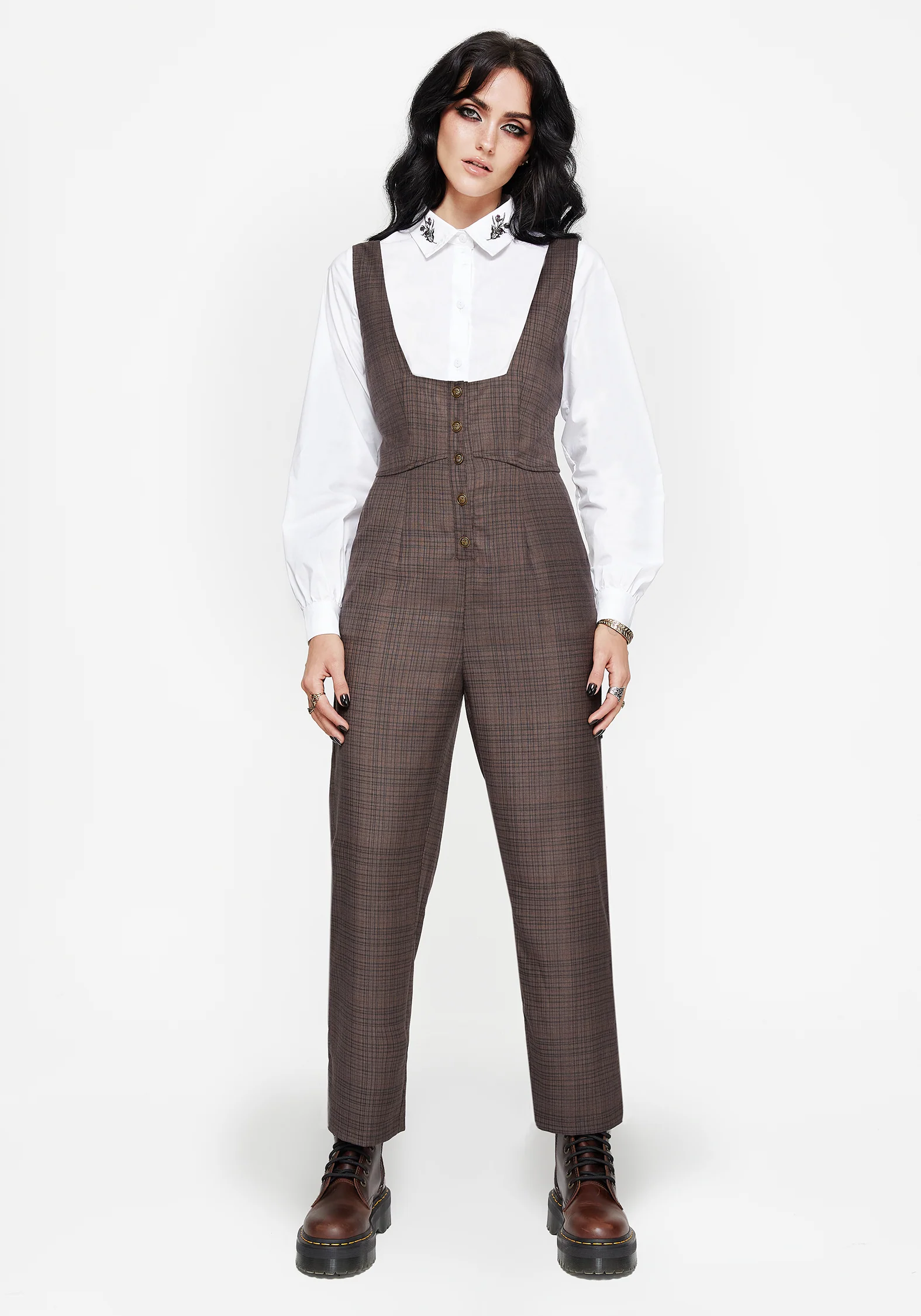 Lamya Check Tailored Straight Leg Suspender Trouser - Image 5