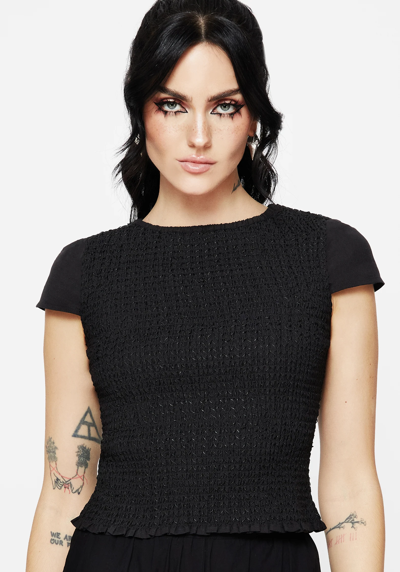 Litha Cotton Shirred Boat Neck Tee