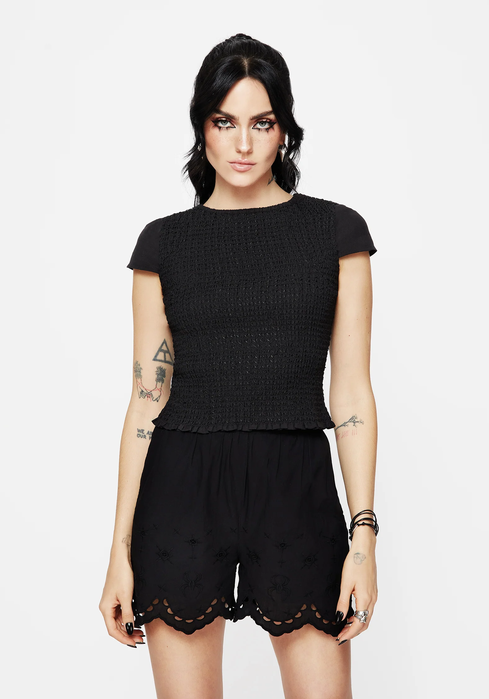 Litha Cotton Shirred Boat Neck Tee - Image 6