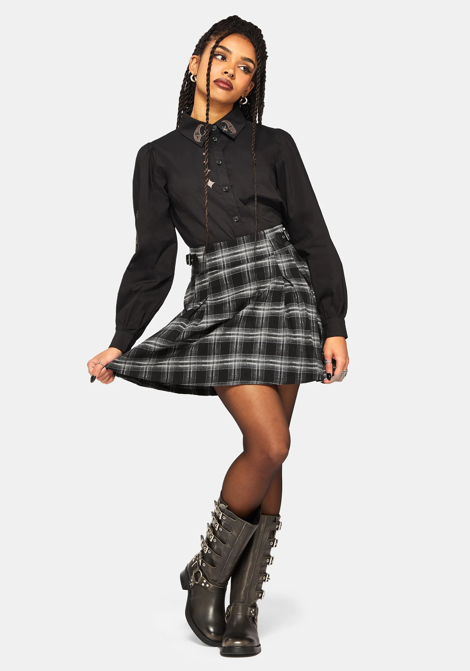 Lochan Check Buckled Mini Skirt - Image 4