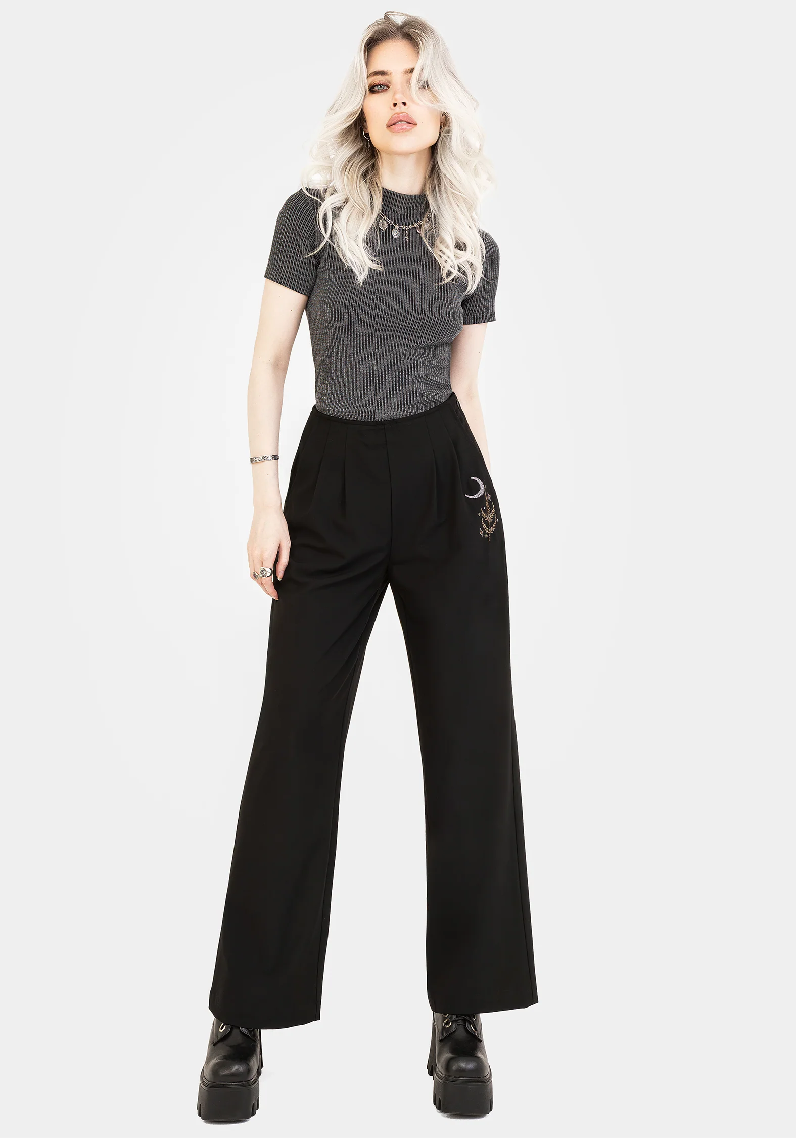 Lucia Embroidered Firefly Pleat Trouser - Image 4