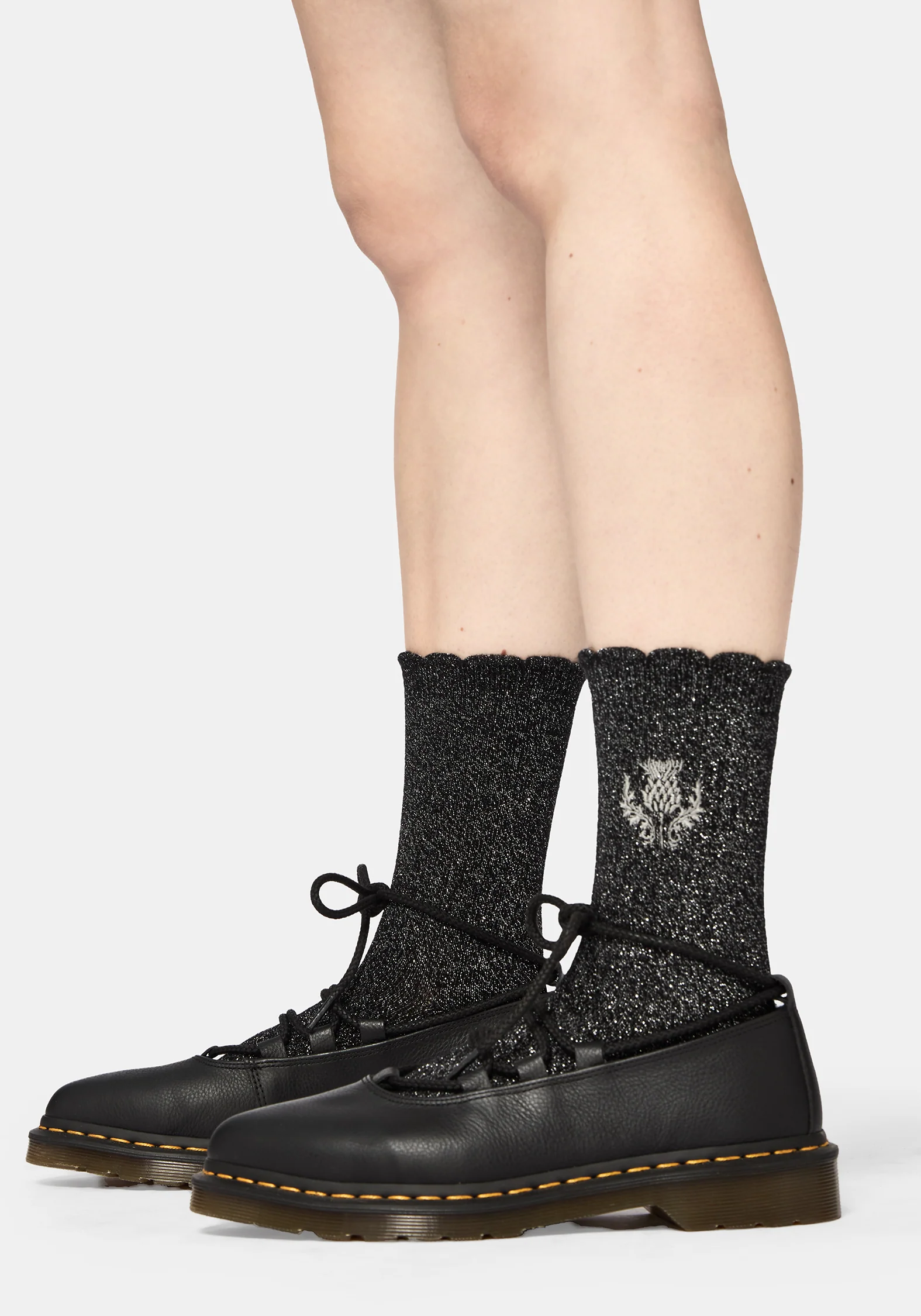 Lurex Thistle Embroidered Socks - Image 5