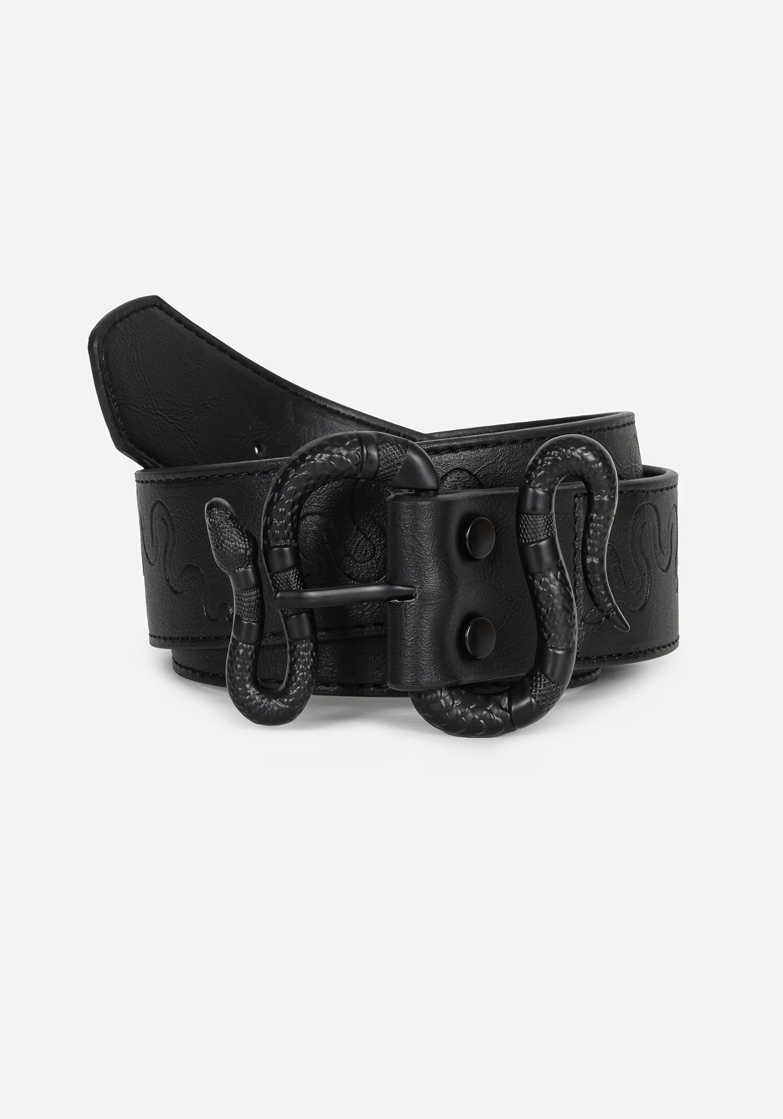 Mamba Debossed Belt With Snake Buckle - Black - Image 4