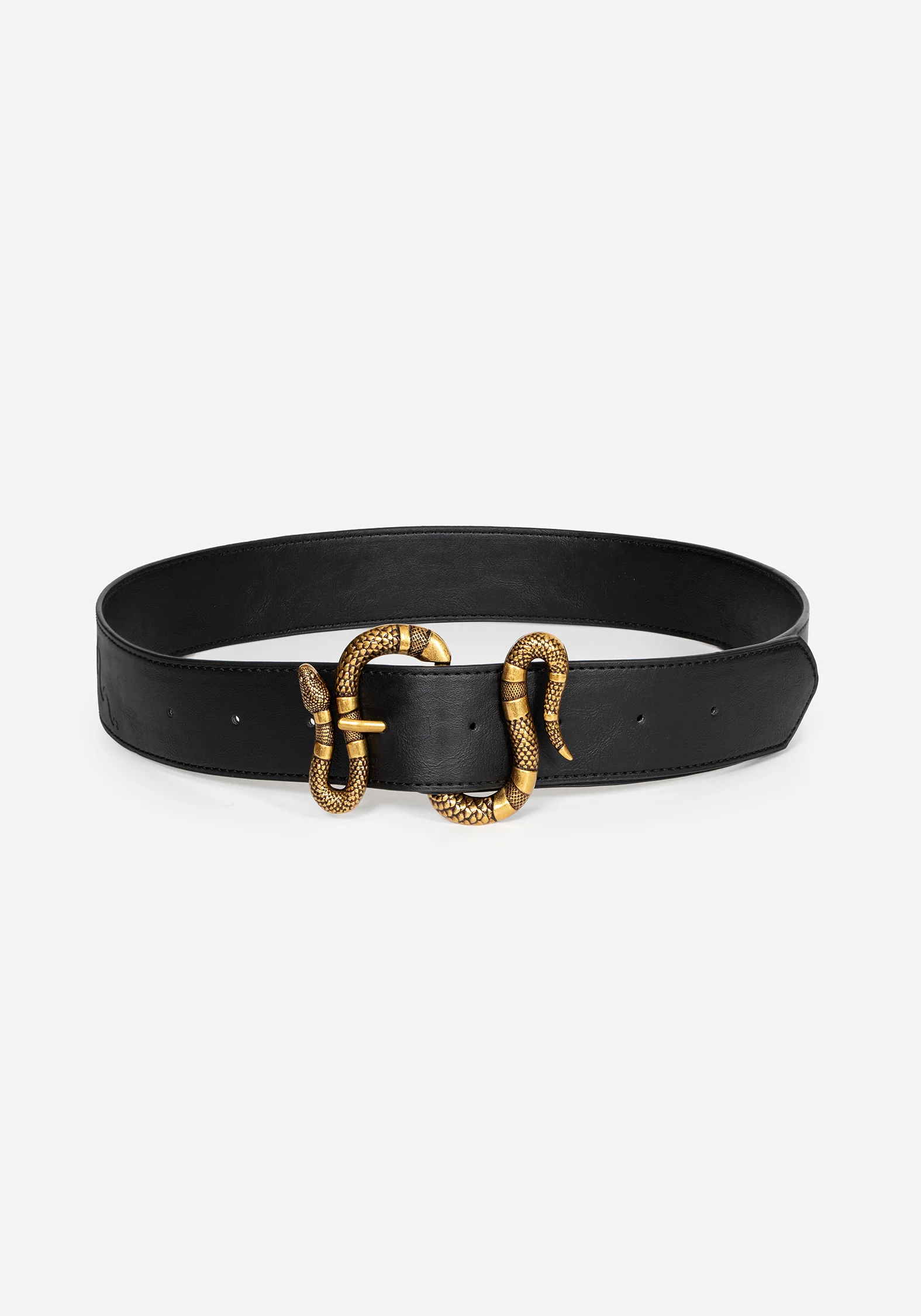 Mamba Debossed Belt With Snake Buckle - Brass - Image 8