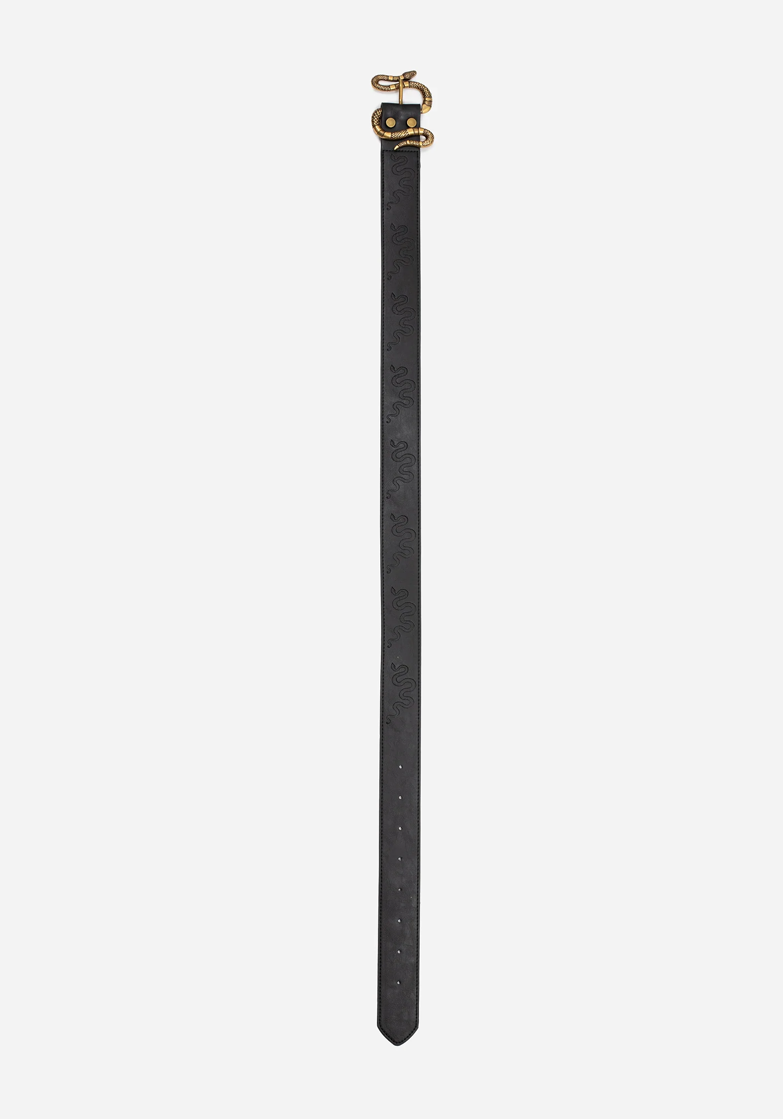 Mamba Debossed Belt With Snake Buckle - Brass - Image 9