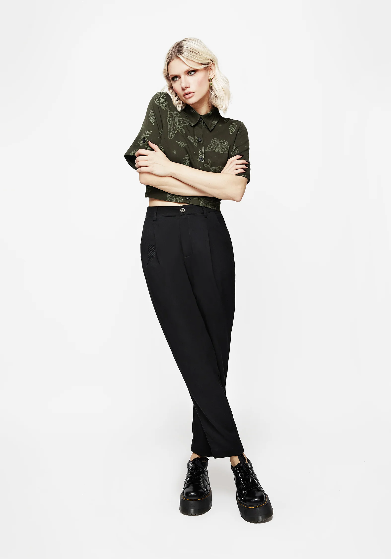 Marsilea Fern Embroidered Tapered Tailored Trousers - Image 5