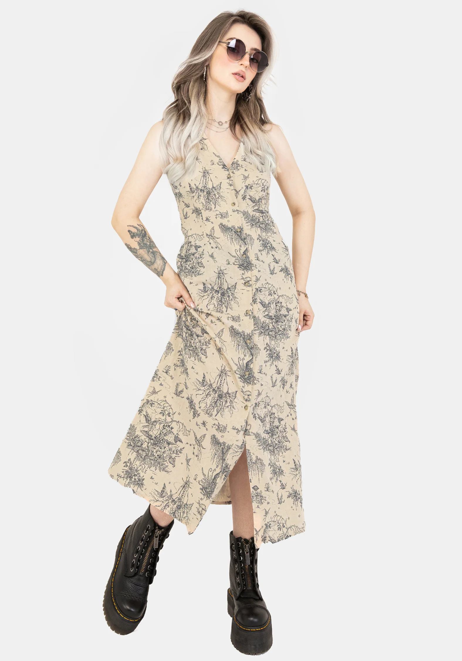 Maypole Cotton Print Button Up Midaxi Dress - Image 6