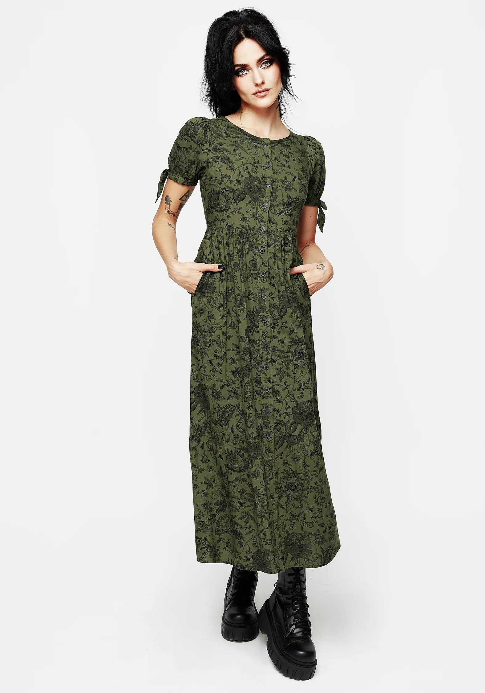 Meadowflowers Floral Print Button Up Tiered Midaxi Dress - Image 4